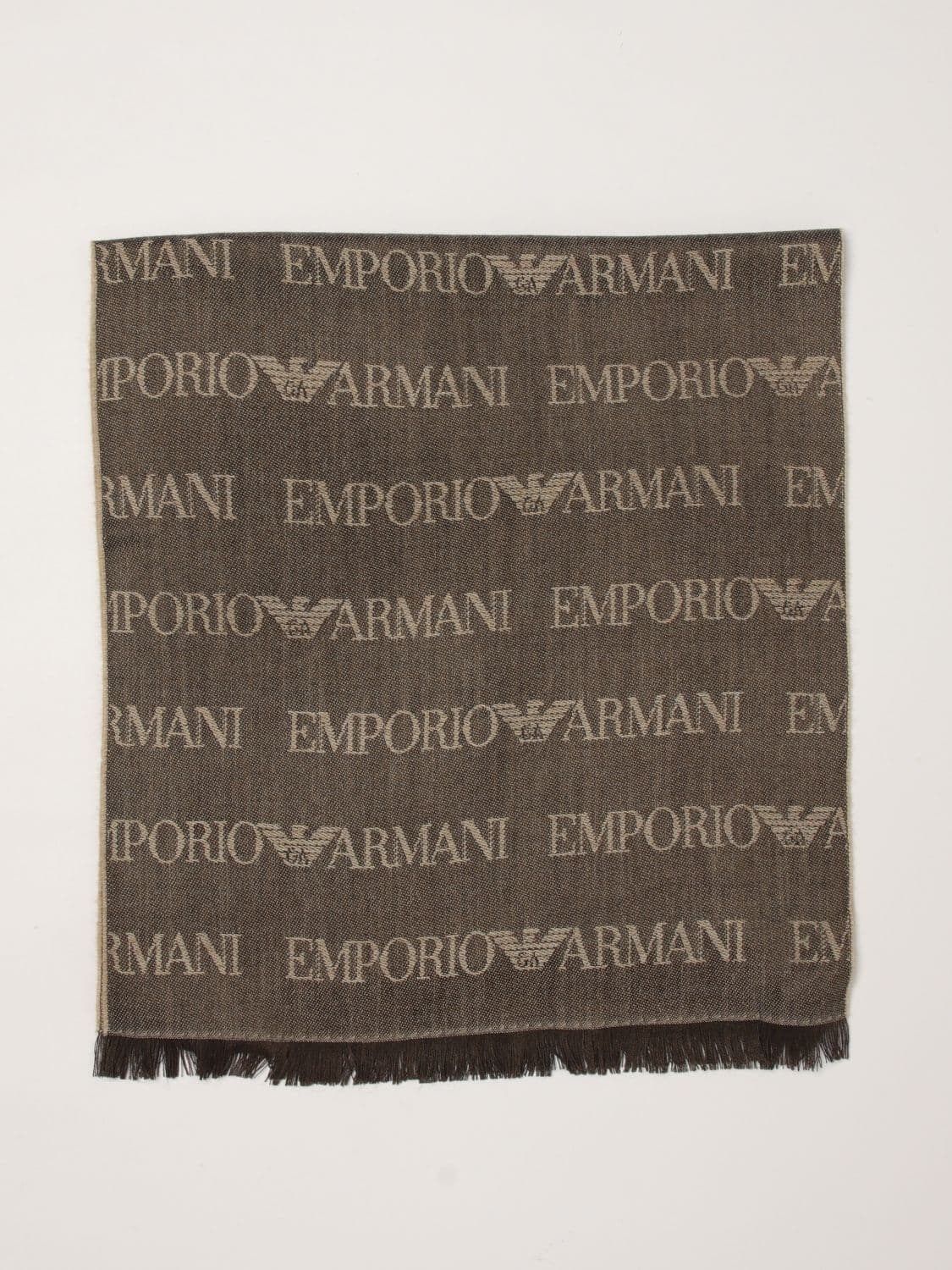 Emporio Armani Virgin Wool Blend Scarf with Jacquard Logo Pattern · OS