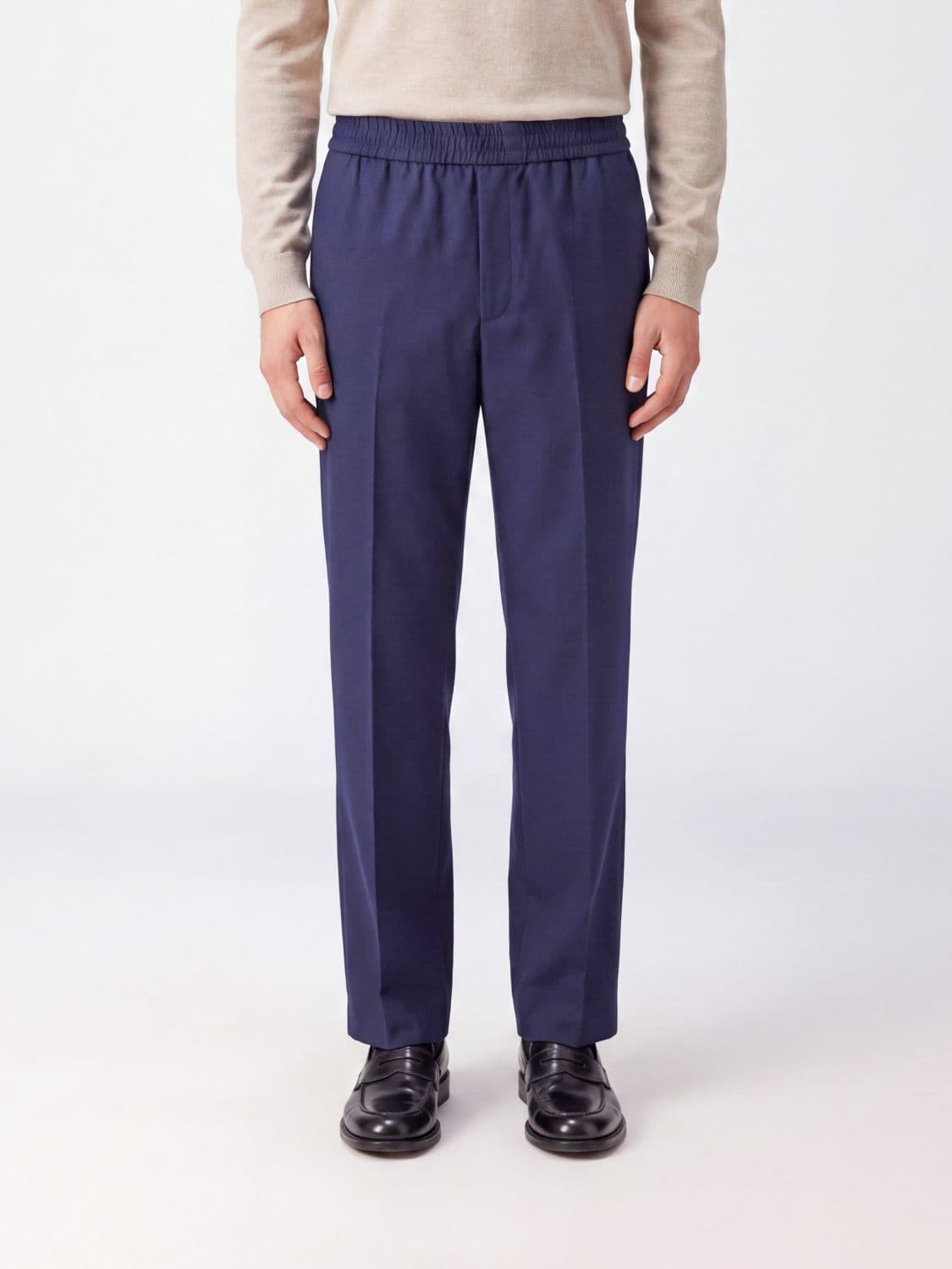 Golden Goose Straight-Leg Virgin Wool Blend Trousers with Elastic Waist