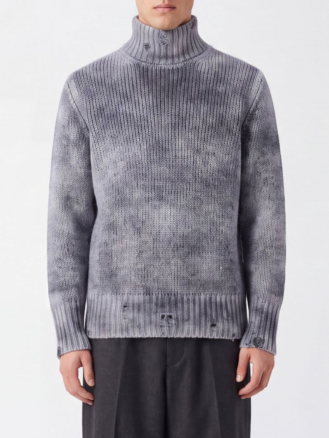 Avant Toi Abstract Pattern Cashmere and Silk Turtleneck Jumper