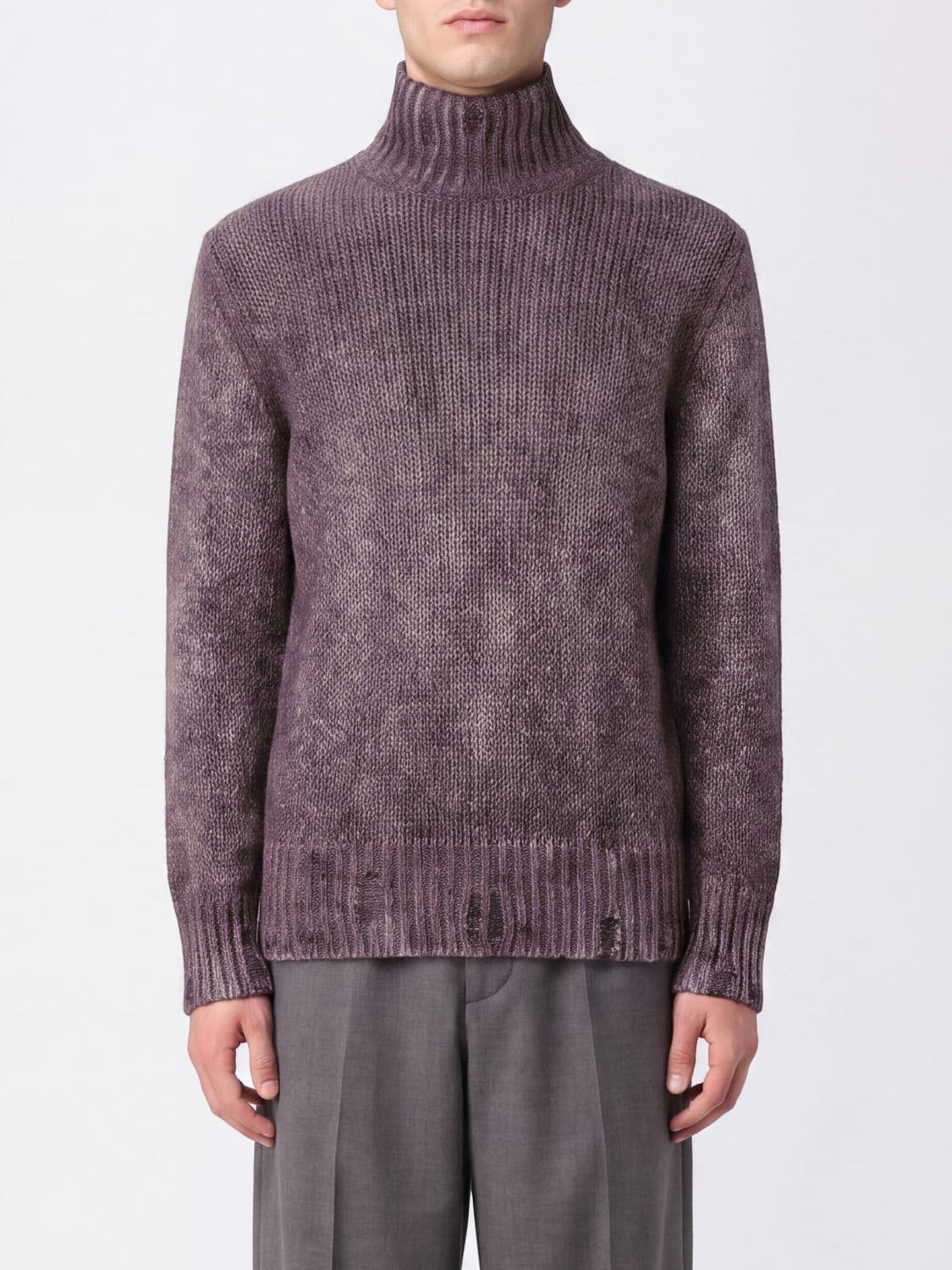 Avant Toi Abstract Pattern Cashmere and Silk Turtleneck Jumper