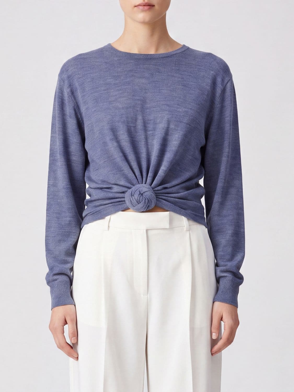 Magda Butrym Long-Sleeved Wool Top with 3D Flower Appliqué