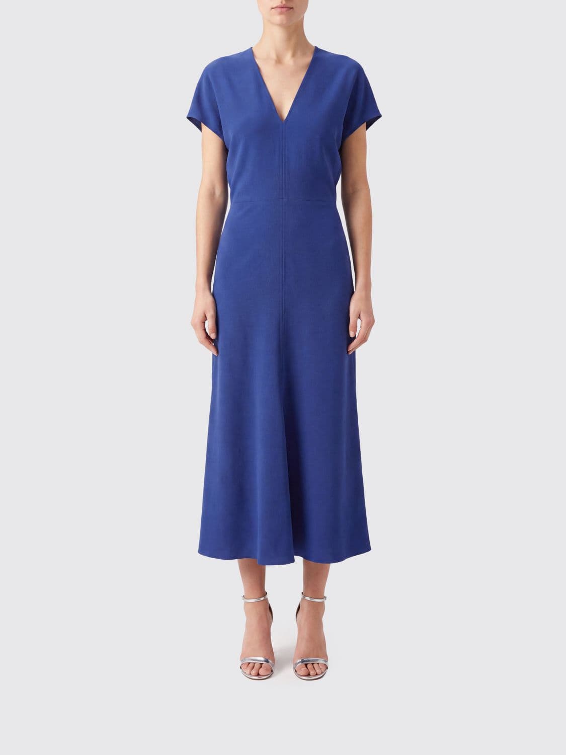 Victoria Victoria Beckham Edith Acetate Midi Tunic with V-Neck