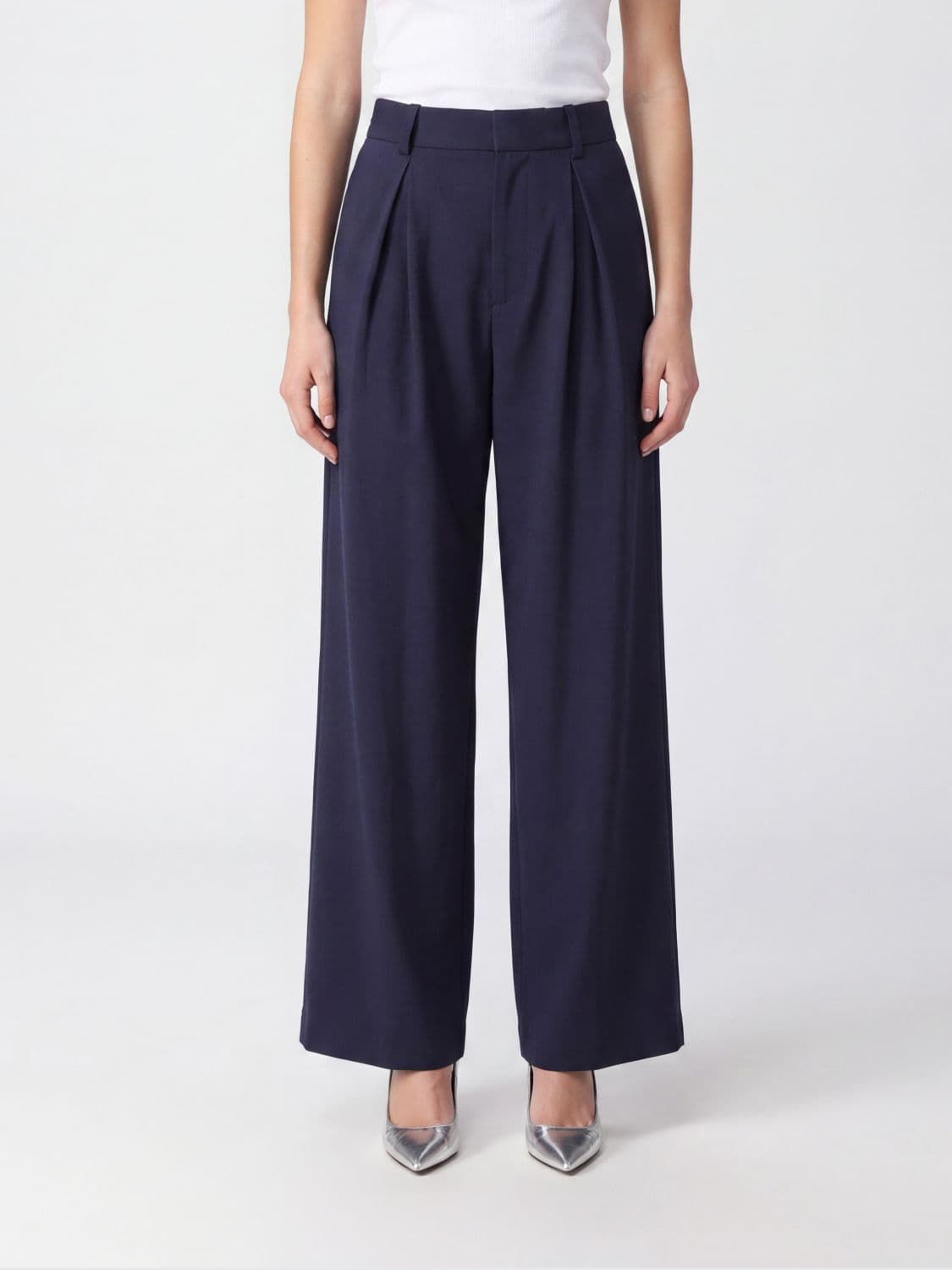 Mm6 Maison Margiela Wide-Leg Wool-Blend Trousers with Pleats and Mid-Rise Waist