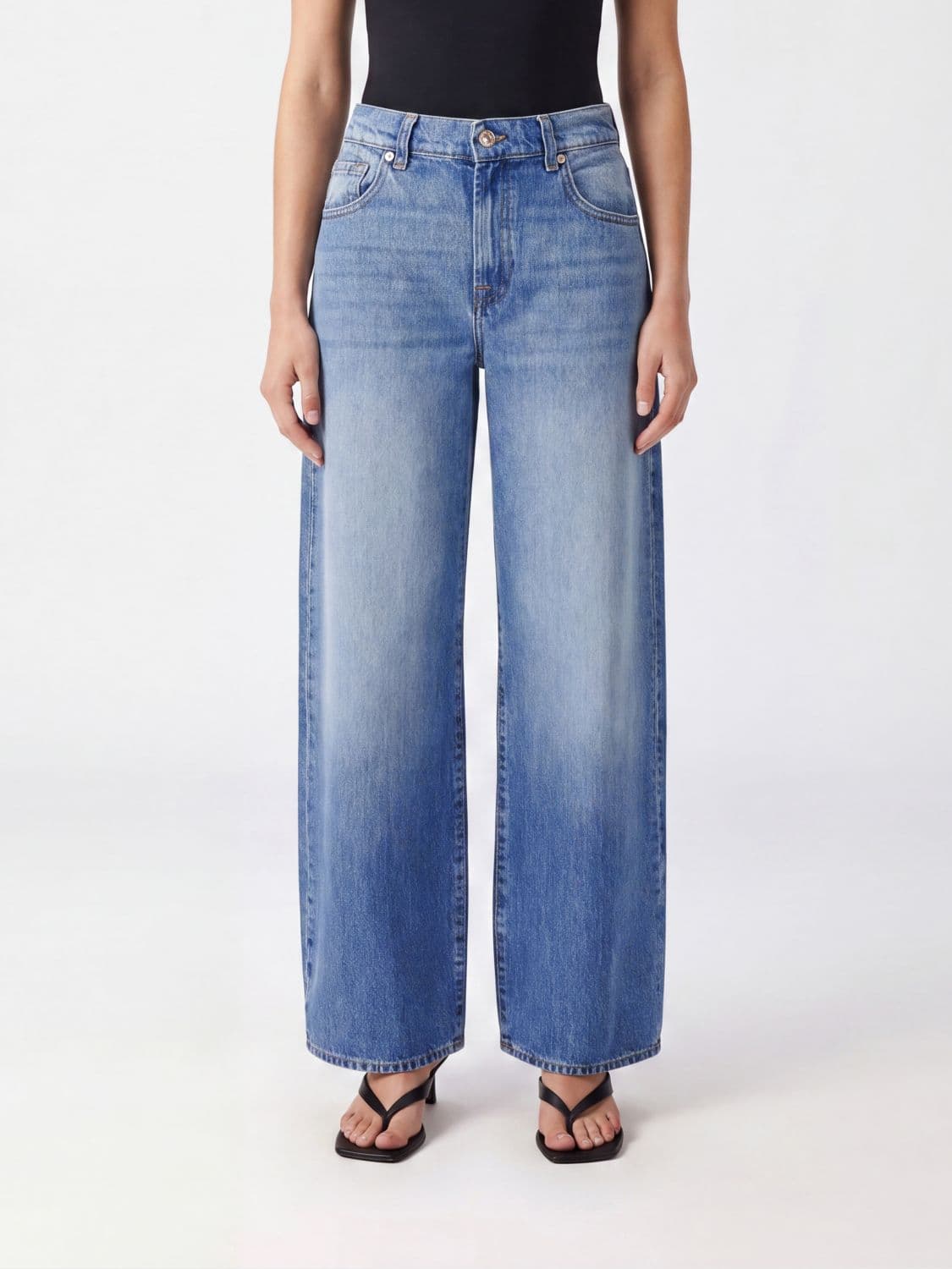 7 For All Mankind High-Waisted Wide-Leg Cotton Denim Jeans