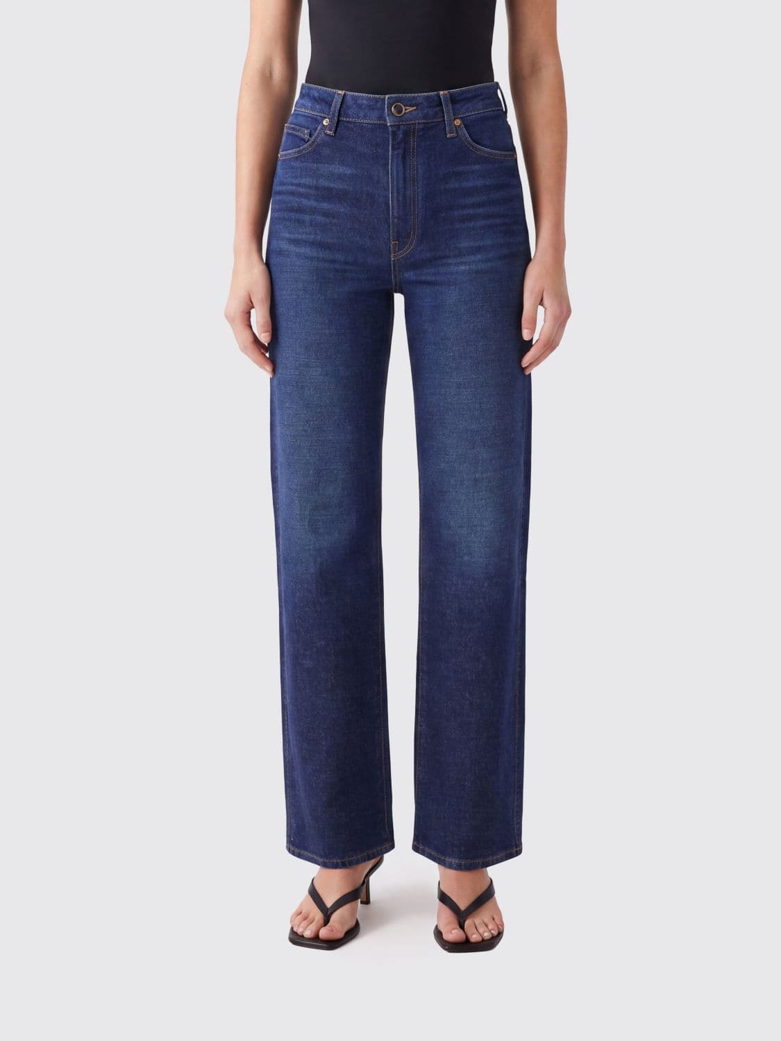 Khaite Danielle High-Waisted Straight-Leg Denim Jeans