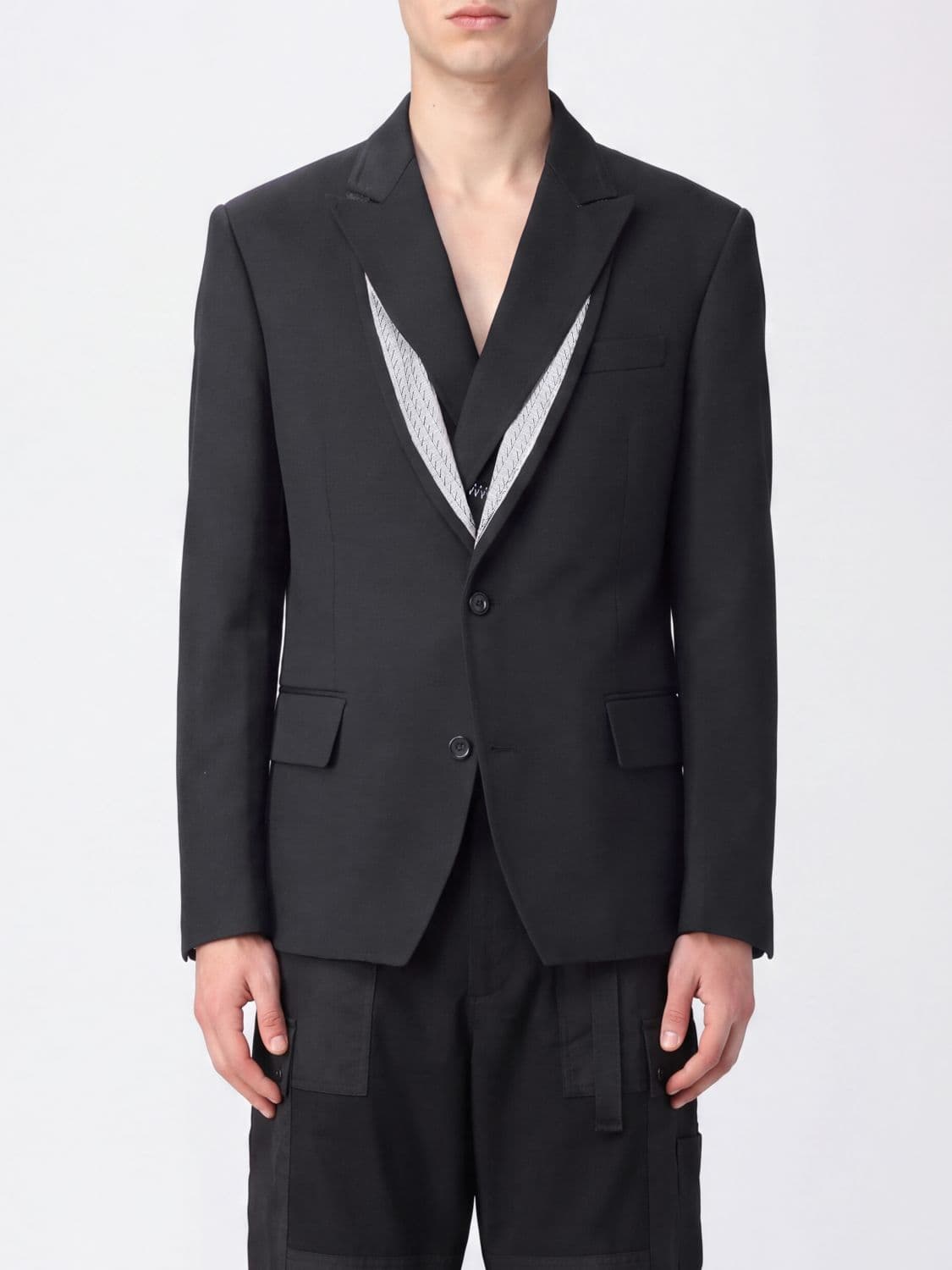 Sacai Single-Breasted Slim Fit Sartorial Blazer in Silk and Cotton Blend