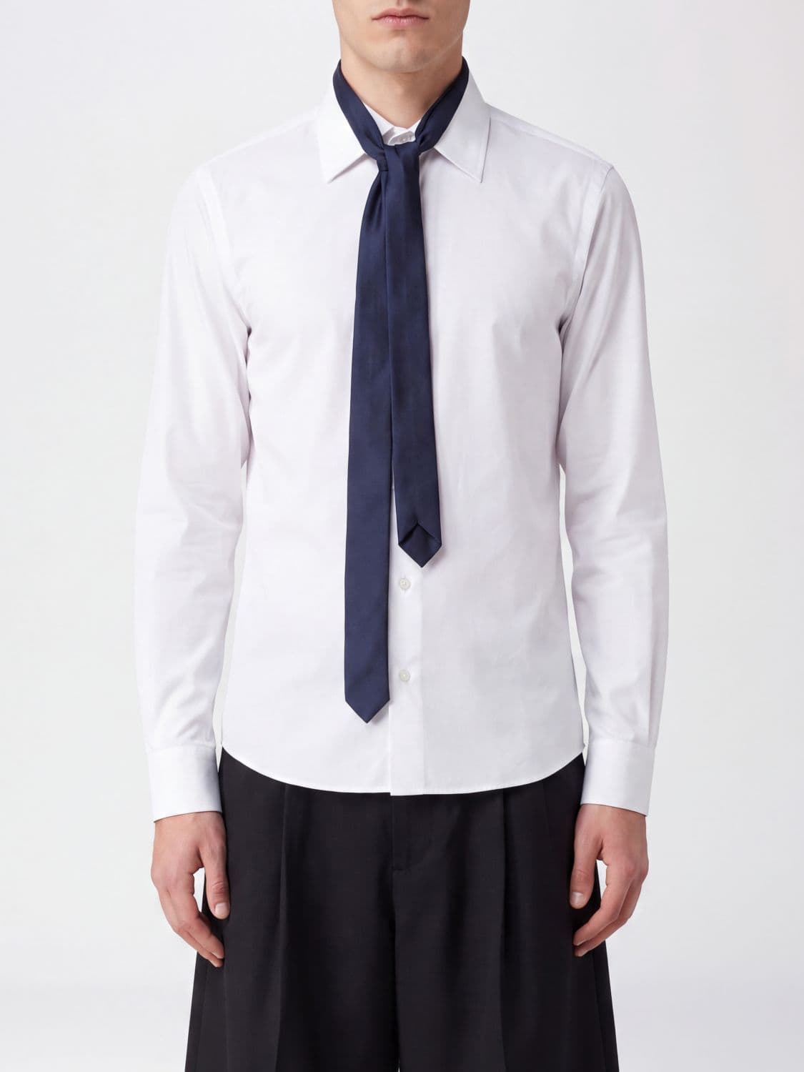 Sacai Slim Fit Classic Shirt in Cotton Blend with French Collar