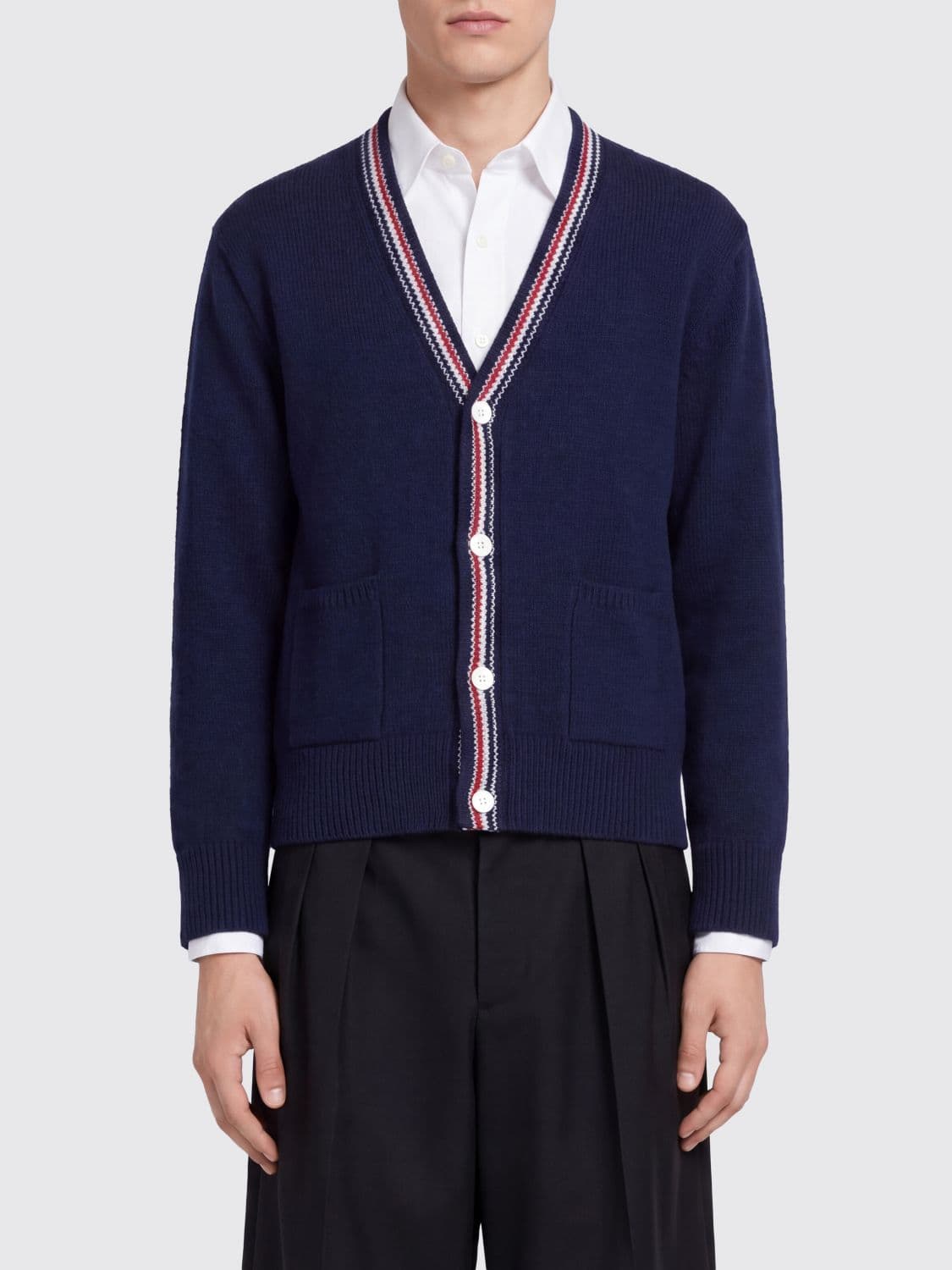 Thom Browne Slim Fit Wool and Mohair Cardigan with Fauna Print