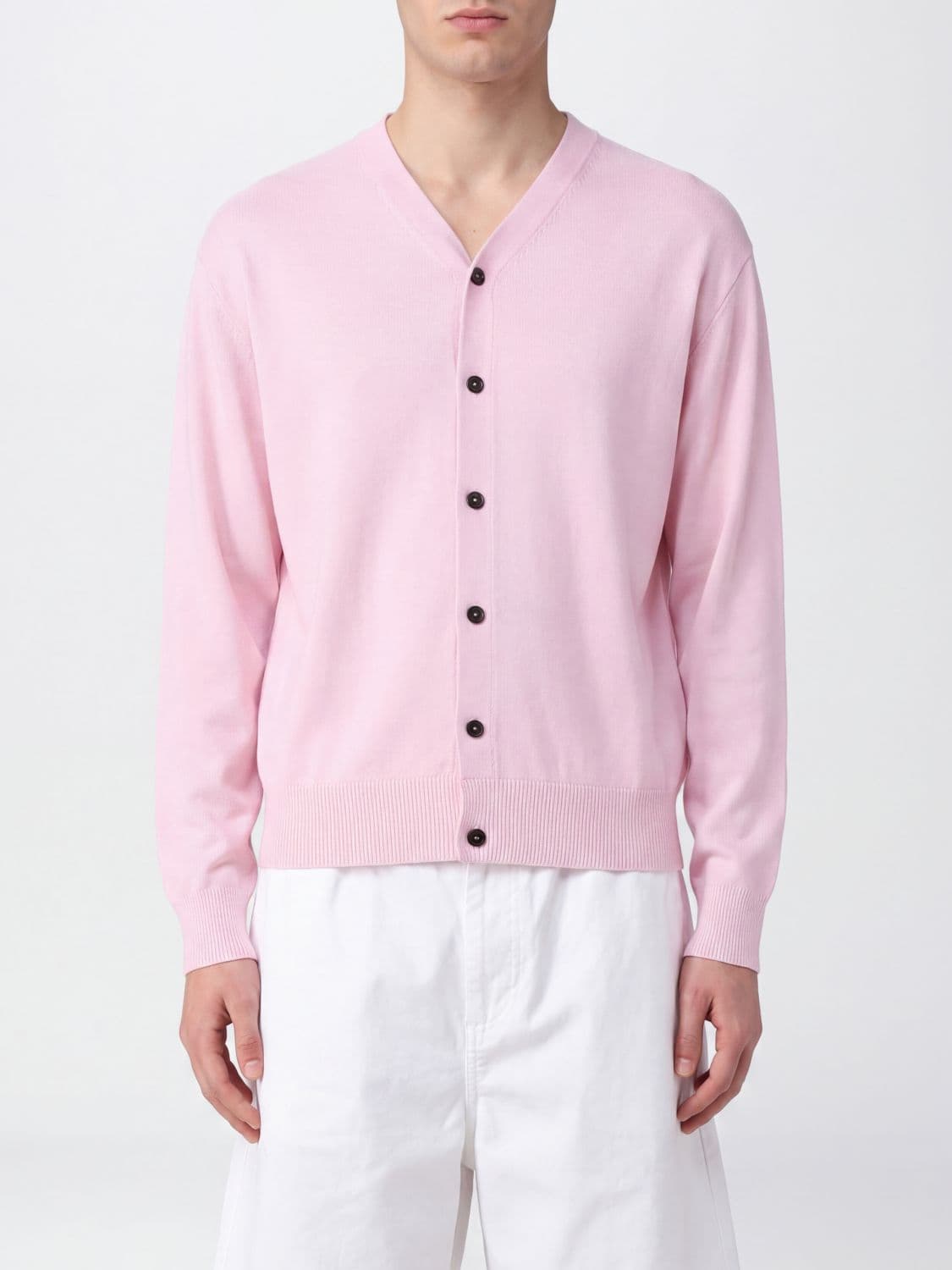 Jacquemus Slim Fit Cotton Cardigan with V-Neck and Ribbed Edges