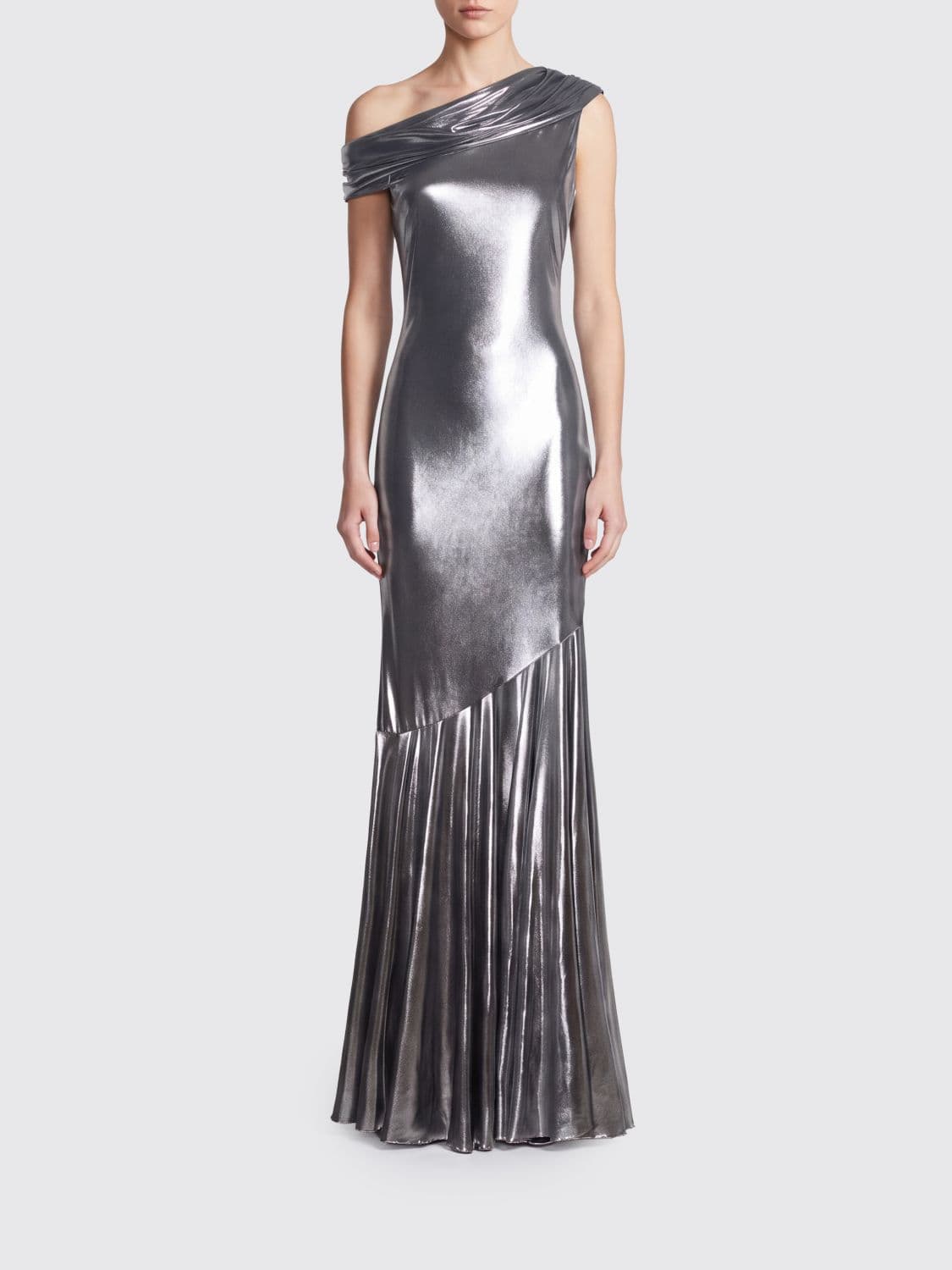 Collini Milano 1937 Anna Asymmetrical One-Shoulder Jersey Long Evening Gown
