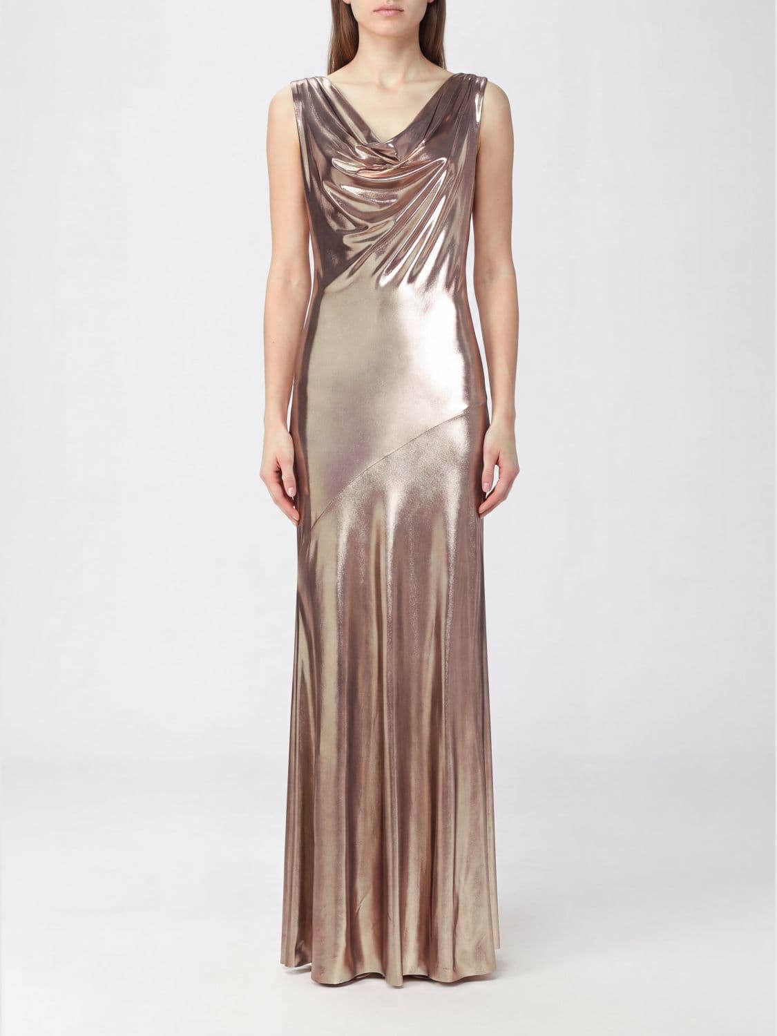 Collini Milano 1937 Selene U-Neck Lamé Jersey Long Evening Gown