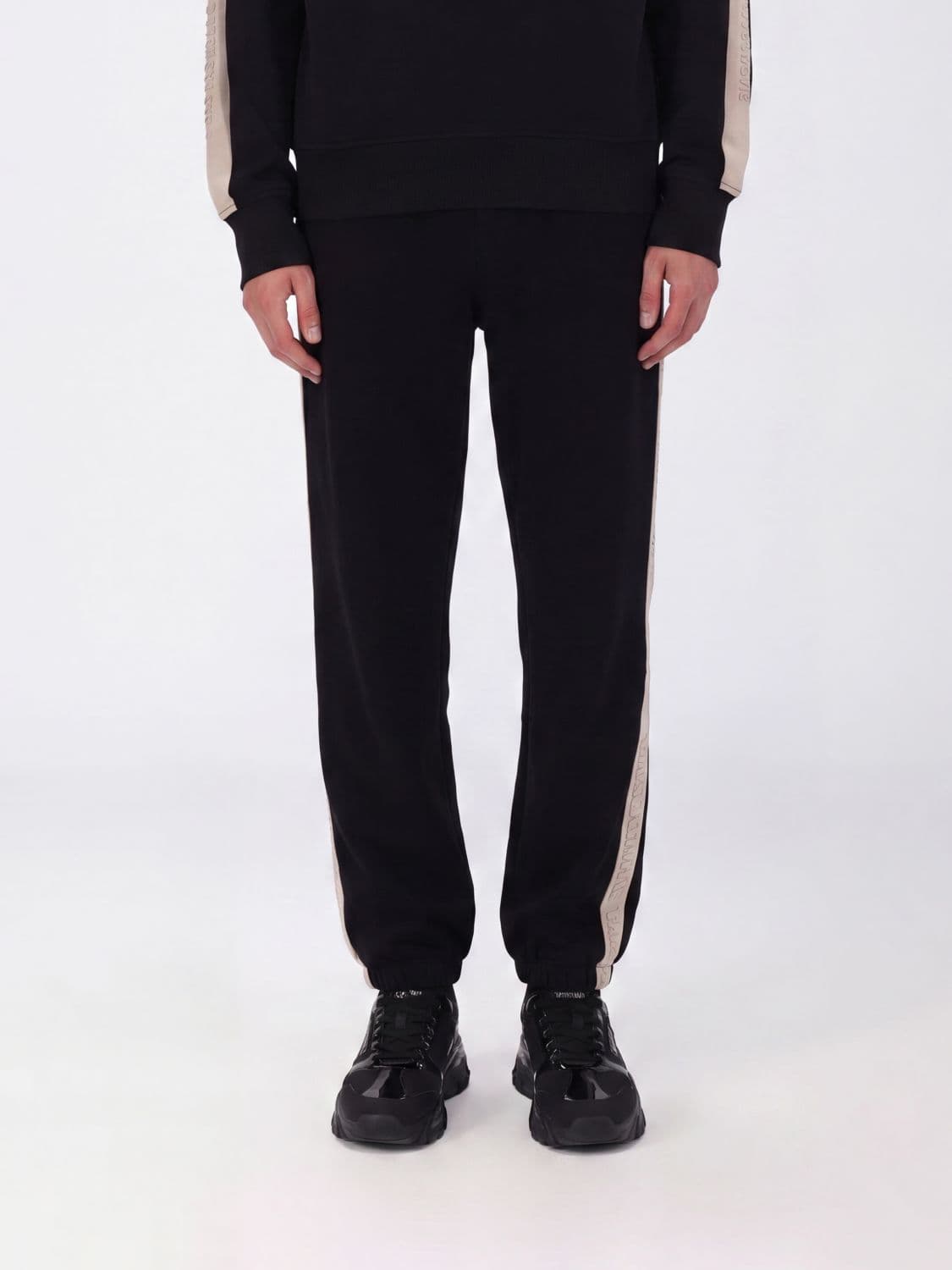 Versace Jeans Couture Cotton Jogging Bottoms with Drawstring and Side Stripes