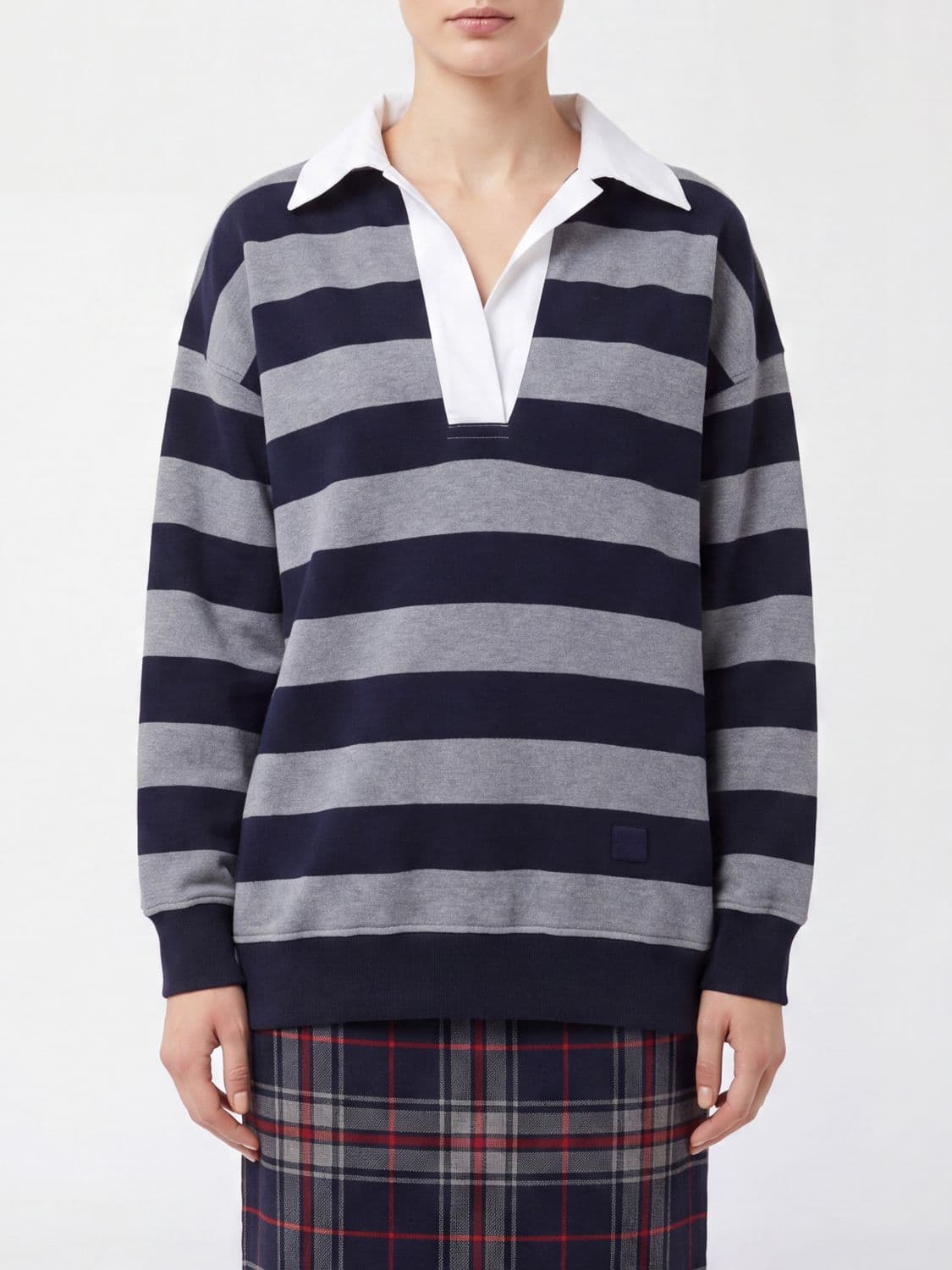 N° 21 Relaxed Fit Striped Long-Sleeved Cotton-Blend Polo · S