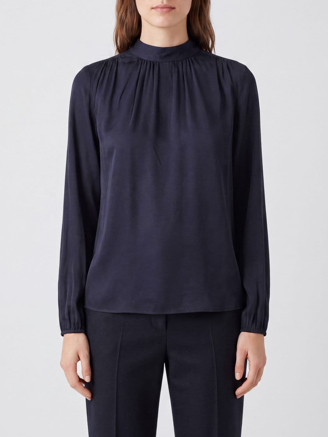 N° 21 Crewneck Blouse in Silk and Acetate Blend with Long Sleeves