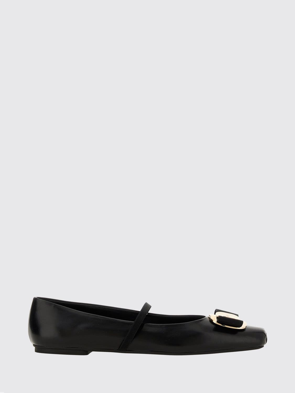 Ferragamo New Vara Nappa Leather Mary Jane Ballet Flats with Square Toe and Iconic Bow