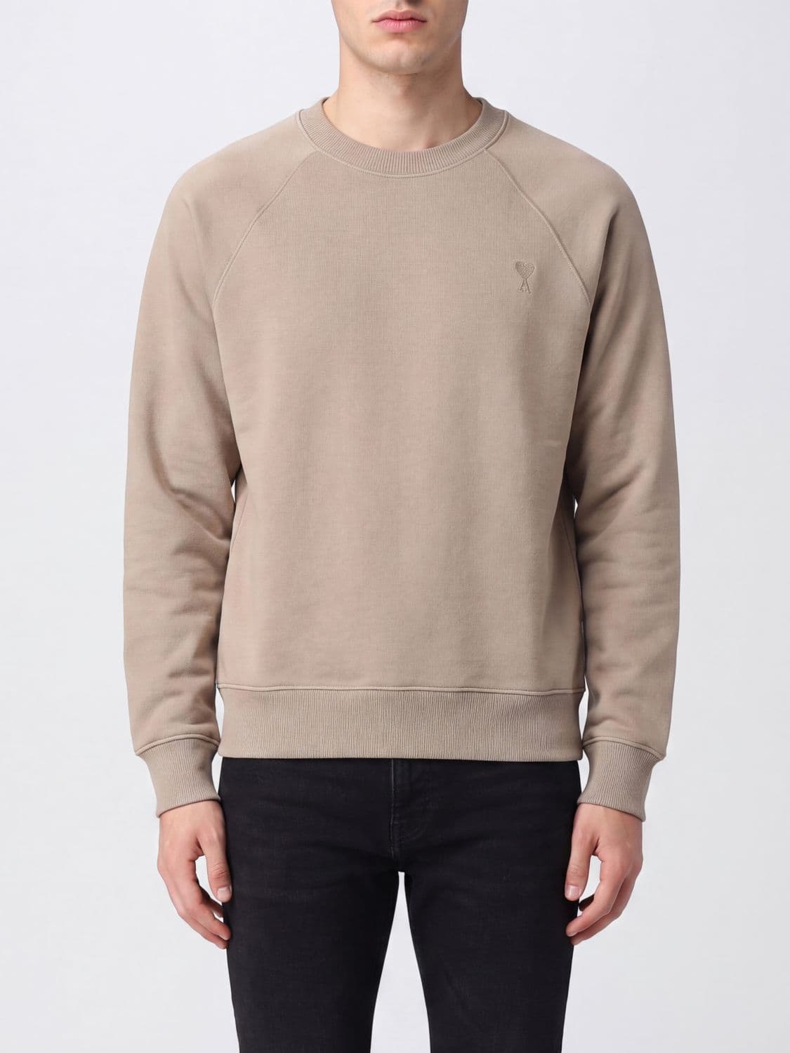 Ami Paris Crewneck Cotton Sweatshirt with Dropped Shoulders
