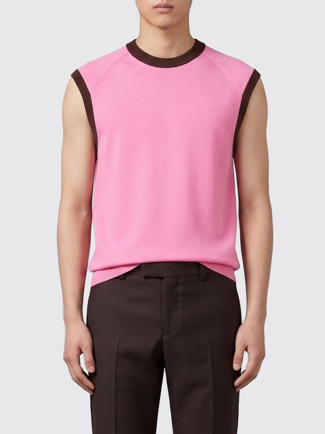 Versace Cotton Tank Top with Contrast Trims and Back Logo