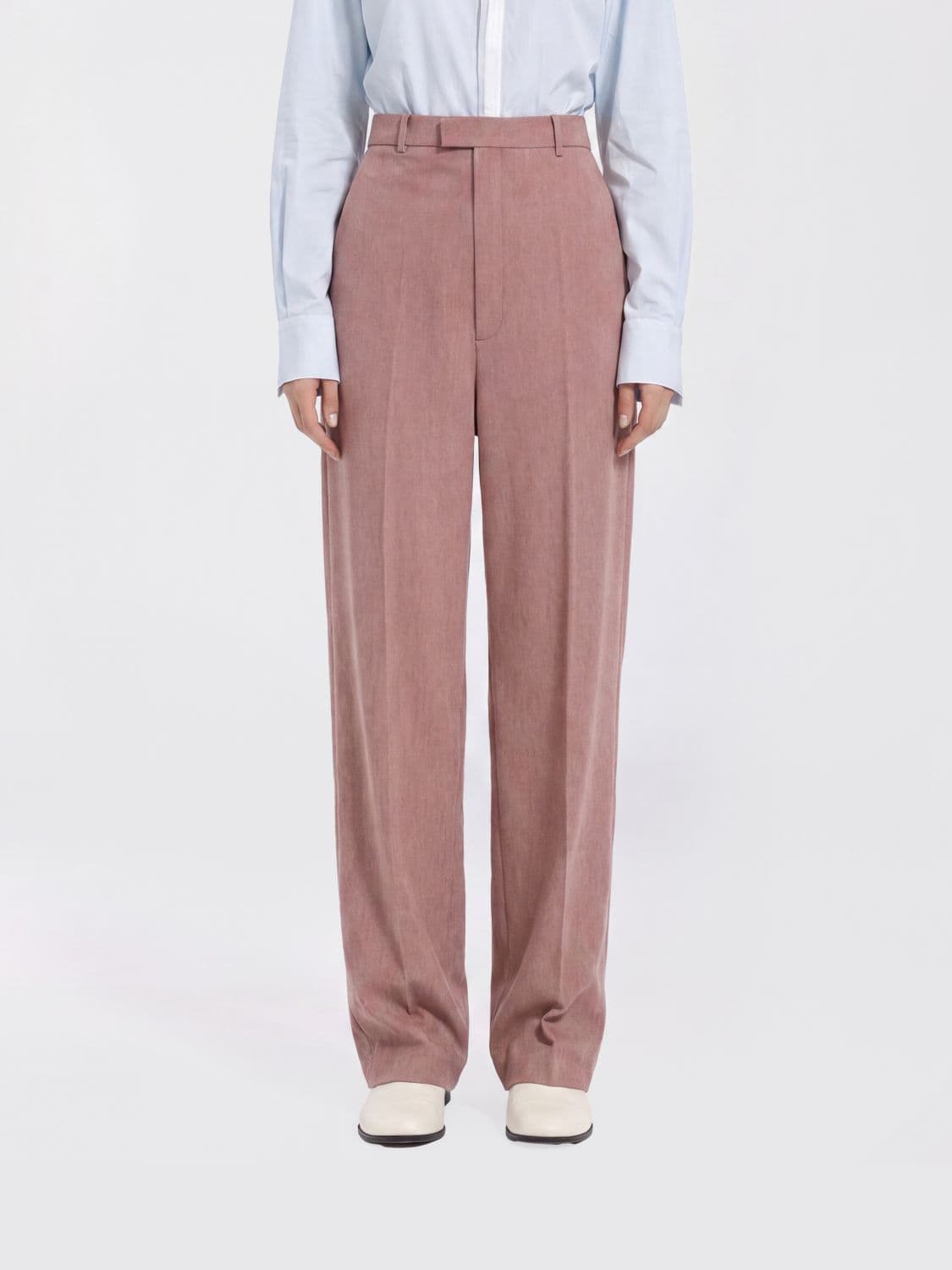 Bottega Veneta High-Waisted Straight-Leg Tailored Wool Trousers with Off-Center Closure