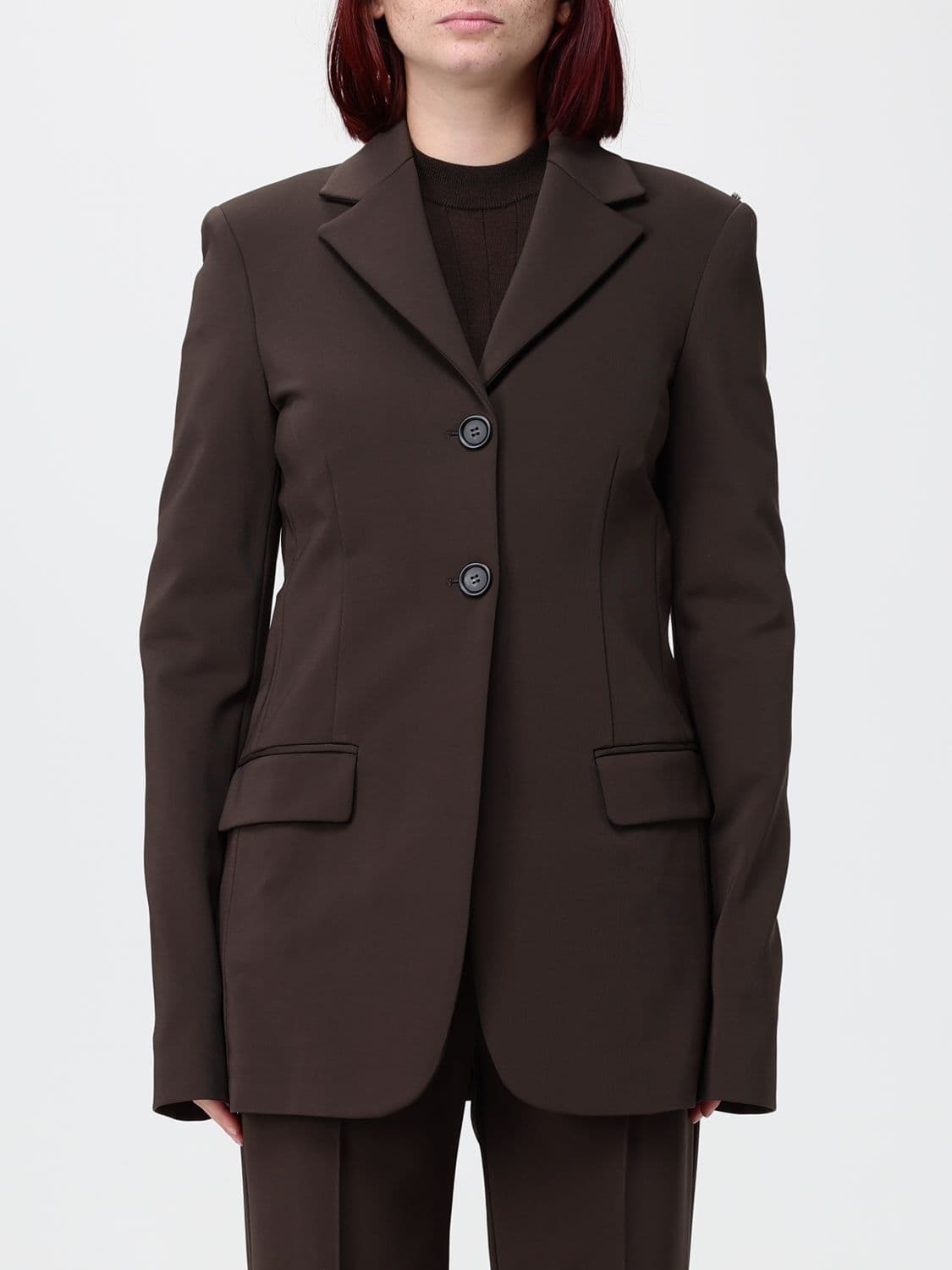 Sportmax Single-Breasted Blazer in Crêpe with Two-Button Closure