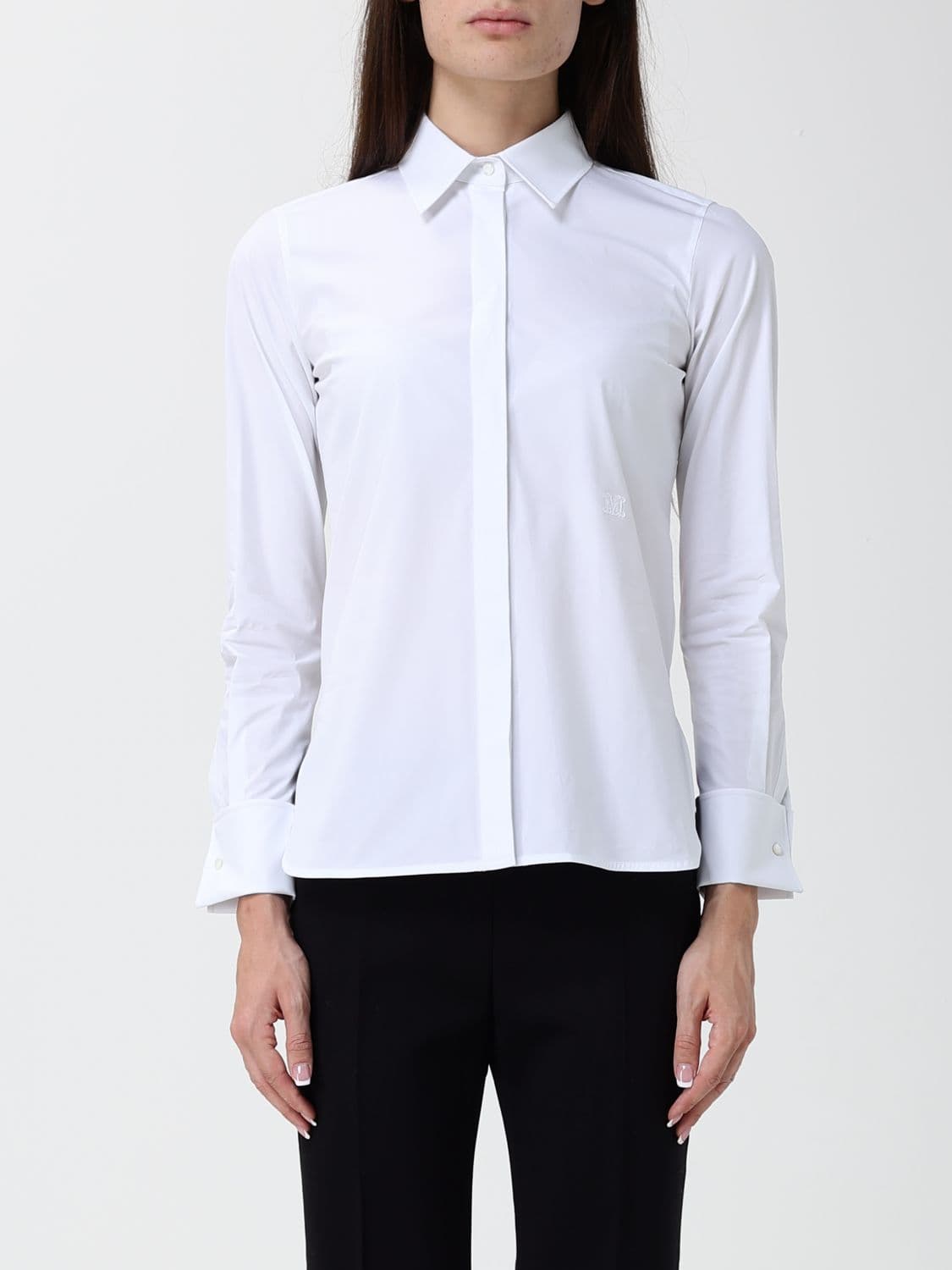 Max Mara Slim Fit Stretch Cotton Shirt with Concealed Placket