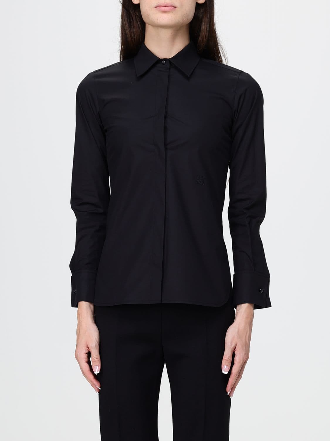 Max Mara Slim Fit Stretch Cotton Shirt with Concealed Placket