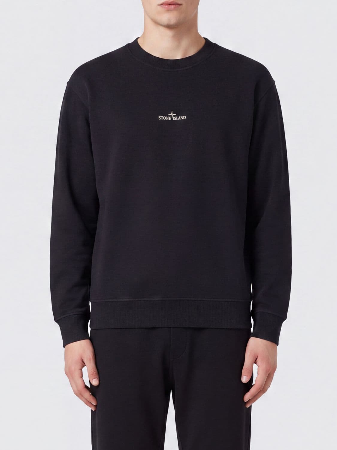 Stone Island Cotton Crewneck Jumper with Compass Logo Patch