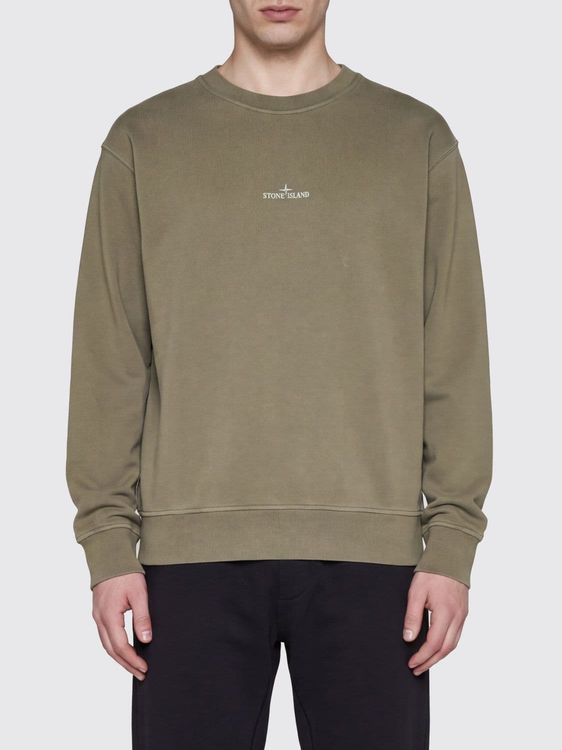 Stone Island Cotton Crewneck Jumper with Compass Logo Patch