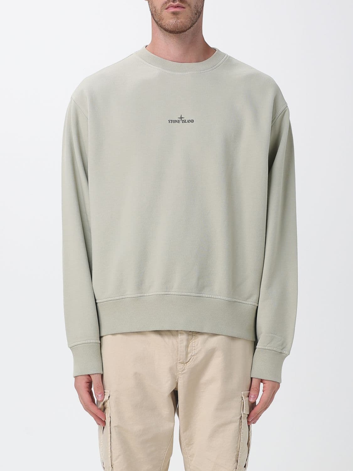 Stone Island Cotton Crewneck Jumper with Compass Logo Patch