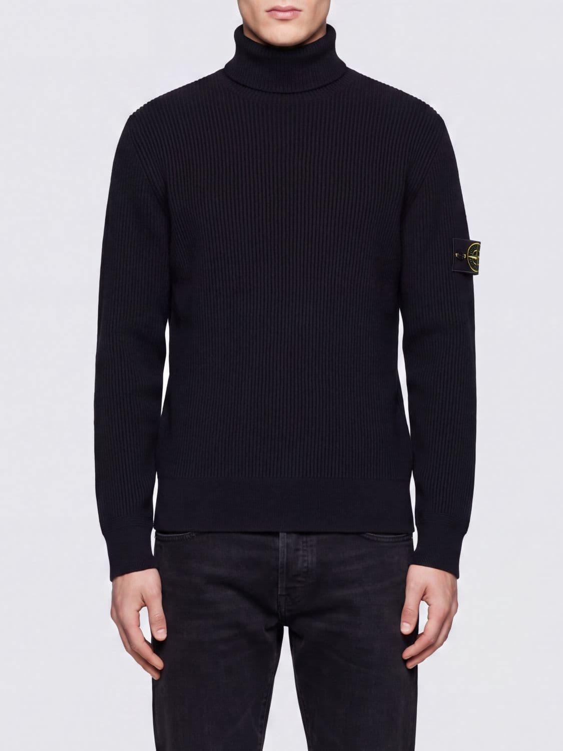 Stone Island Slim Fit Wool Turtleneck Jumper with Compass Logo