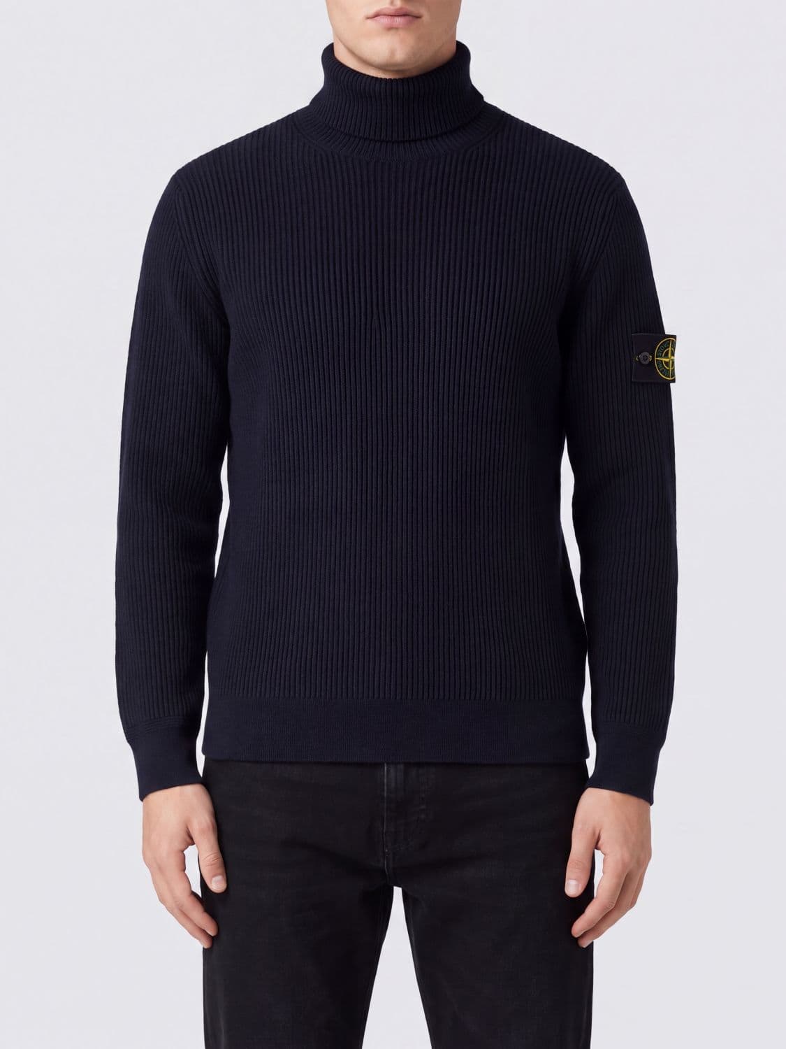 Stone Island Slim Fit Wool Turtleneck Jumper with Compass Logo