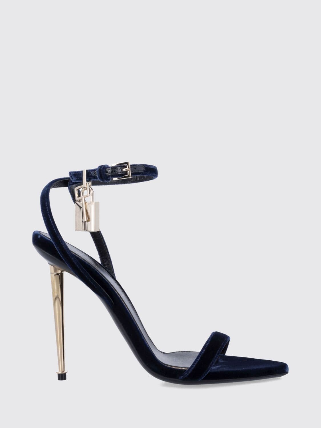 Tom Ford Padlock Velvet Sandals with Stiletto Heel and Lock
