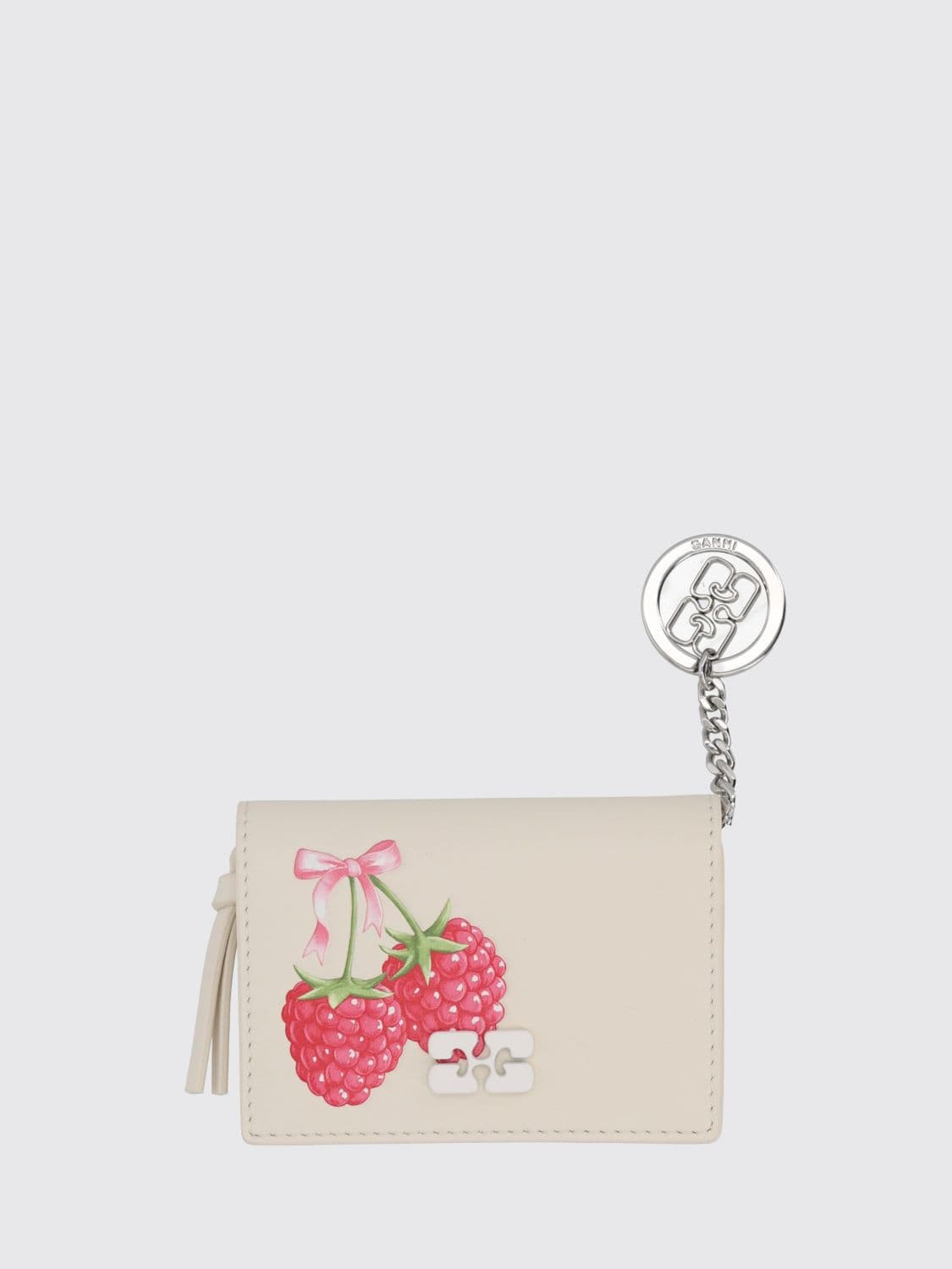 Ganni Bifold Wallet in Recycled Leather with Print and Butterfly Logo