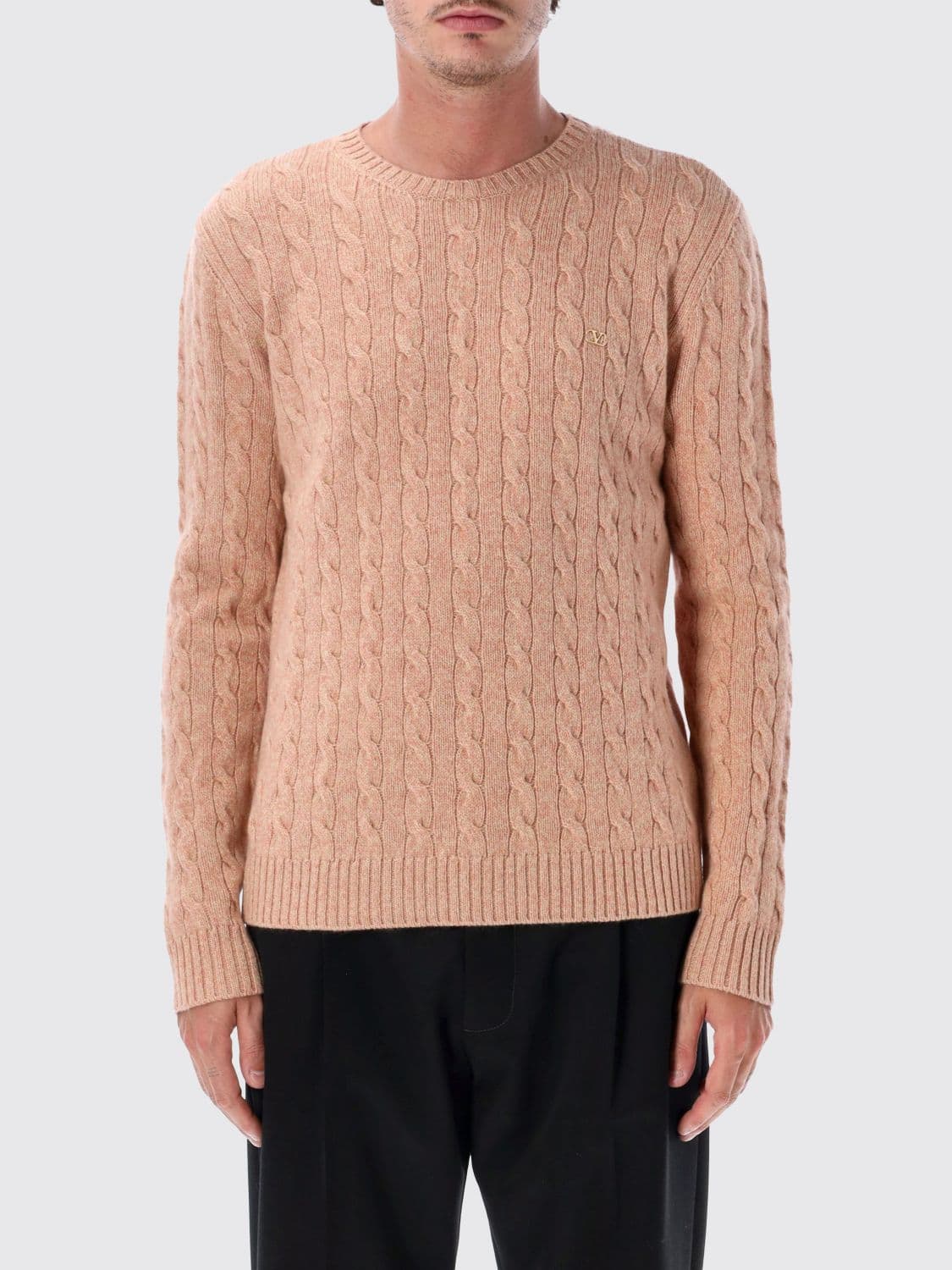 Valentino Garavani Crewneck Sweater in Virgin Wool with VLogo Signature