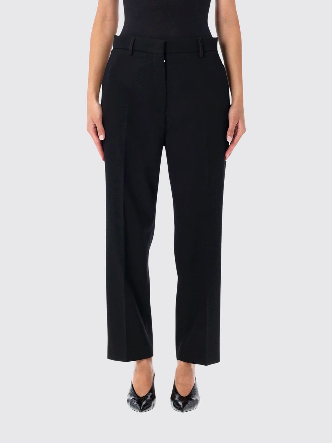 Lanvin Tailored Cropped Cotton Trousers with Concealed Fastening