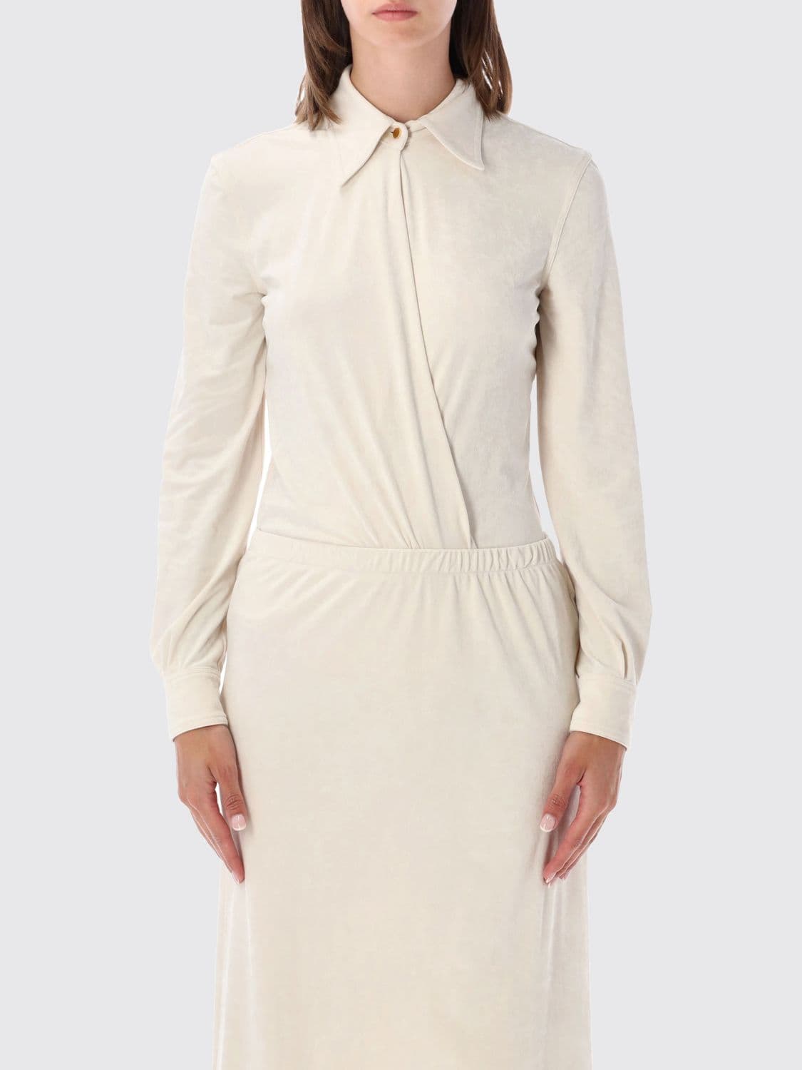 Alberta Ferretti Slim Fit Jersey Shirt Bodysuit