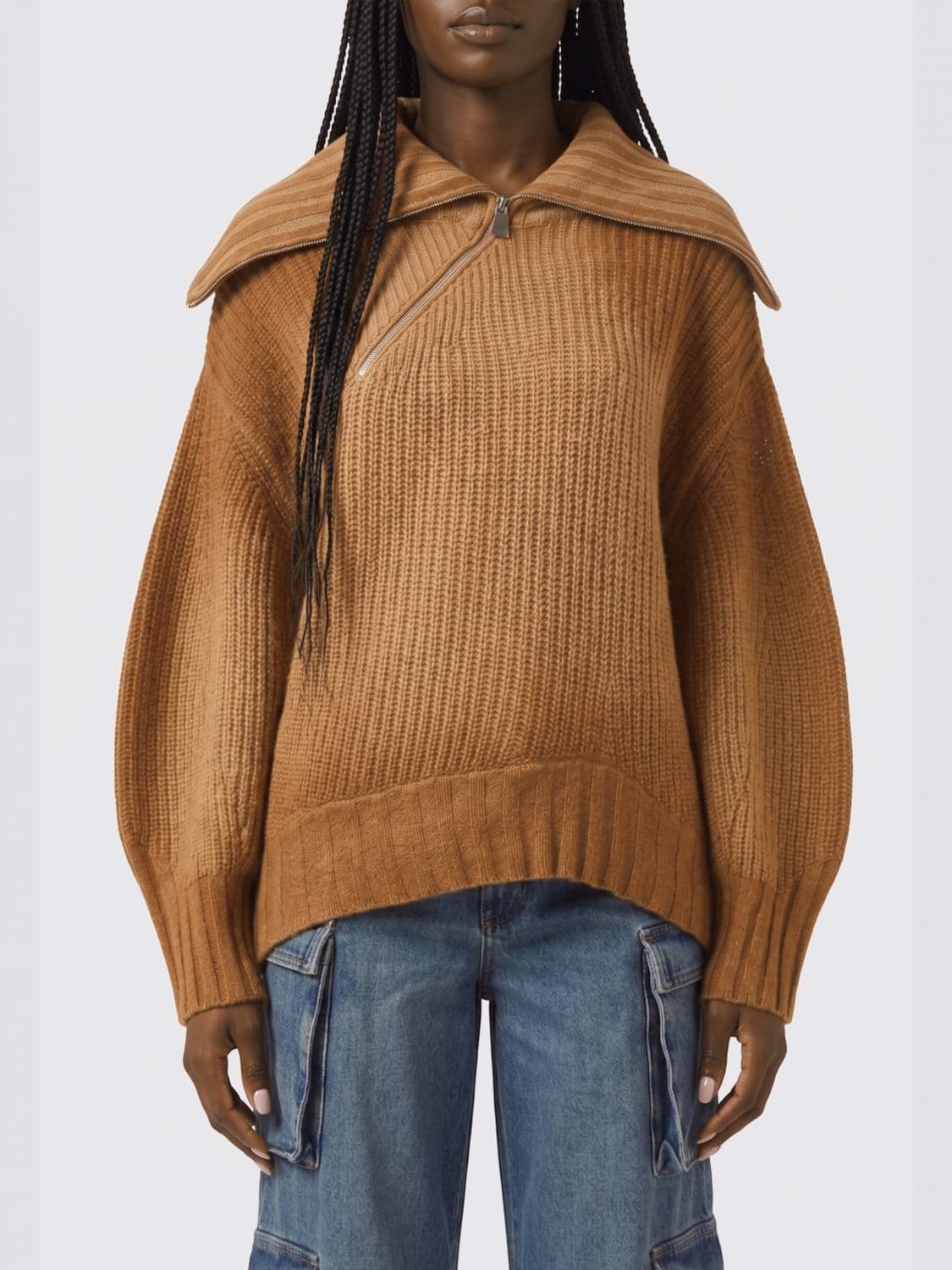 The Attico Oversized Half-Zip Sweater in Wool and Cashmere Blend