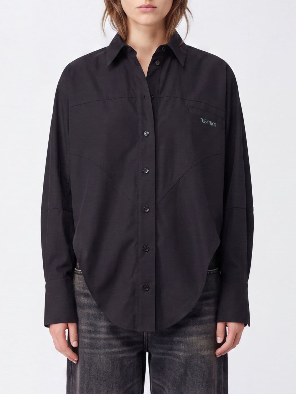 The Attico Long-Sleeved Cotton Shirt with Contrasting Lettering Logo
