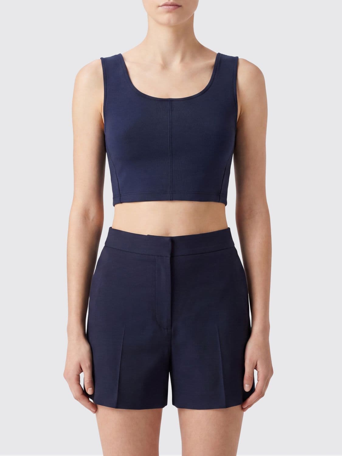 's Max Mara Sleeveless Cropped Cotton Top with U-Neckline