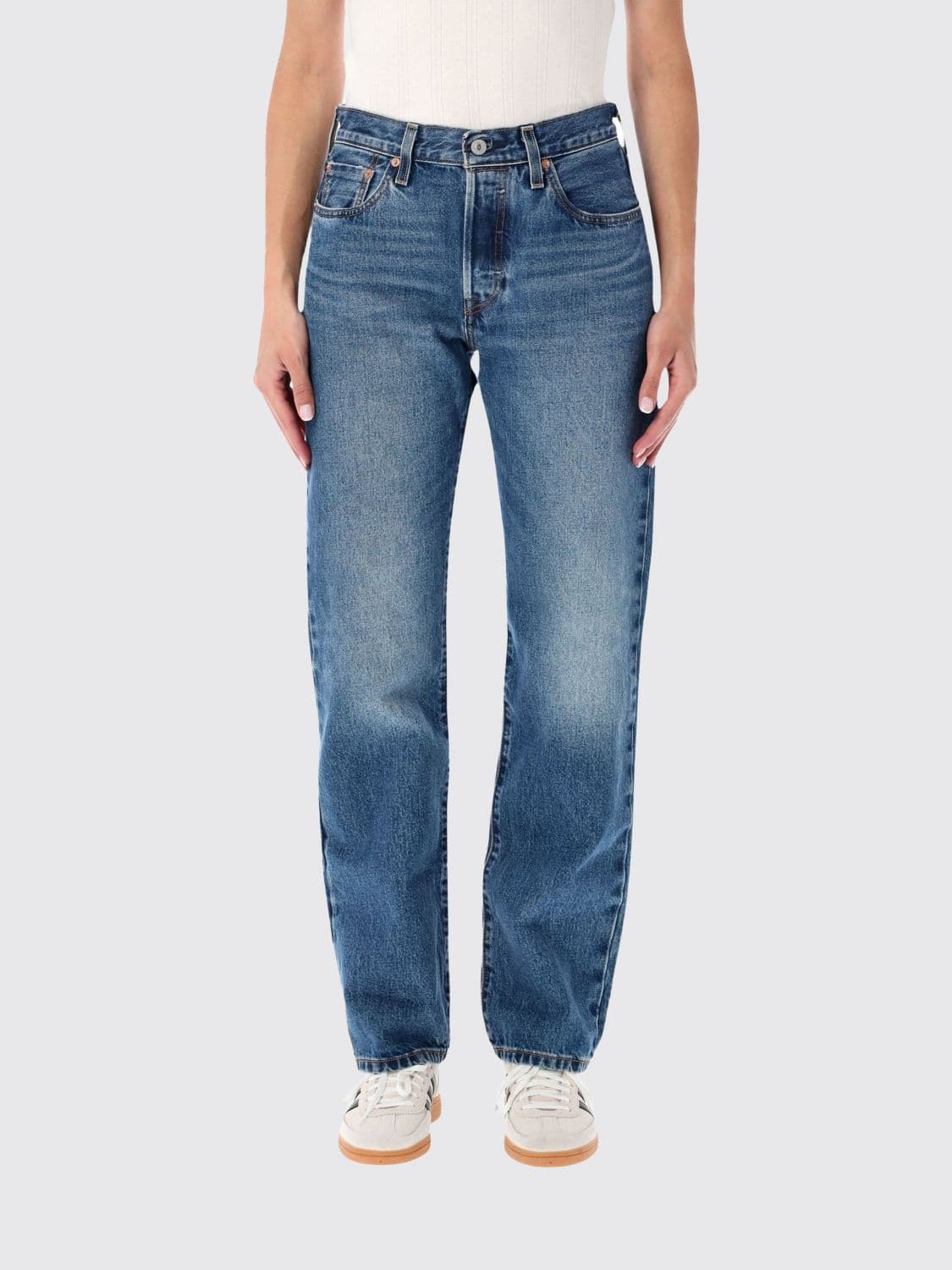 Levi's 501 Mid-Rise Straight Fit Jeans in Cotton Denim