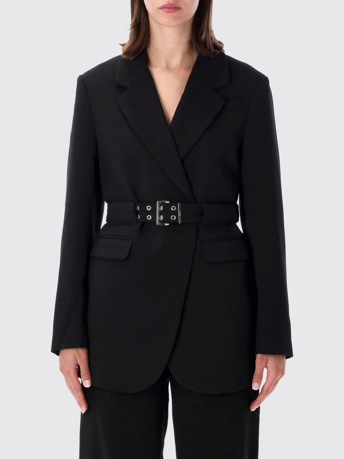 Ganni Wrap Blazer in Recycled Polyester with Adjustable Belt · 38