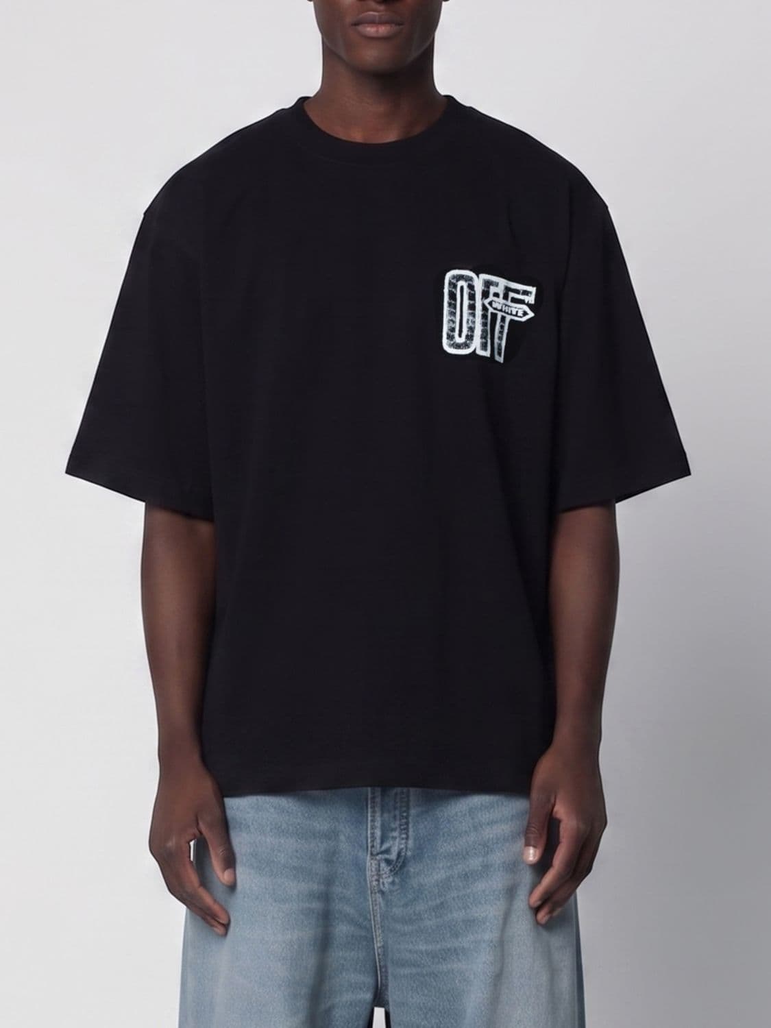 Off-White Relaxed Fit Cotton T-Shirt with Back Arrow Logo Print