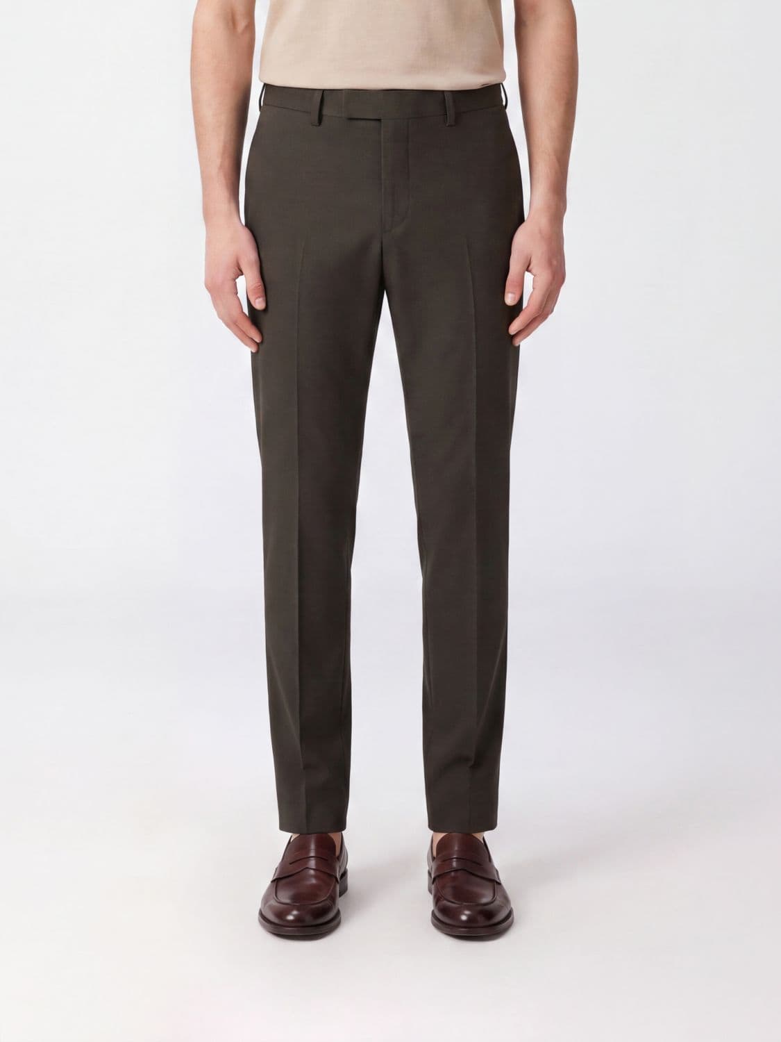 Pt Torino Slim Fit Trousers in Virgin Wool with an Off-Center Closure