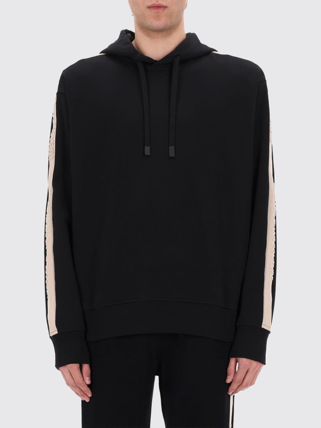 Versace Jeans Couture Cotton Hoodie with Logo and Side Bands