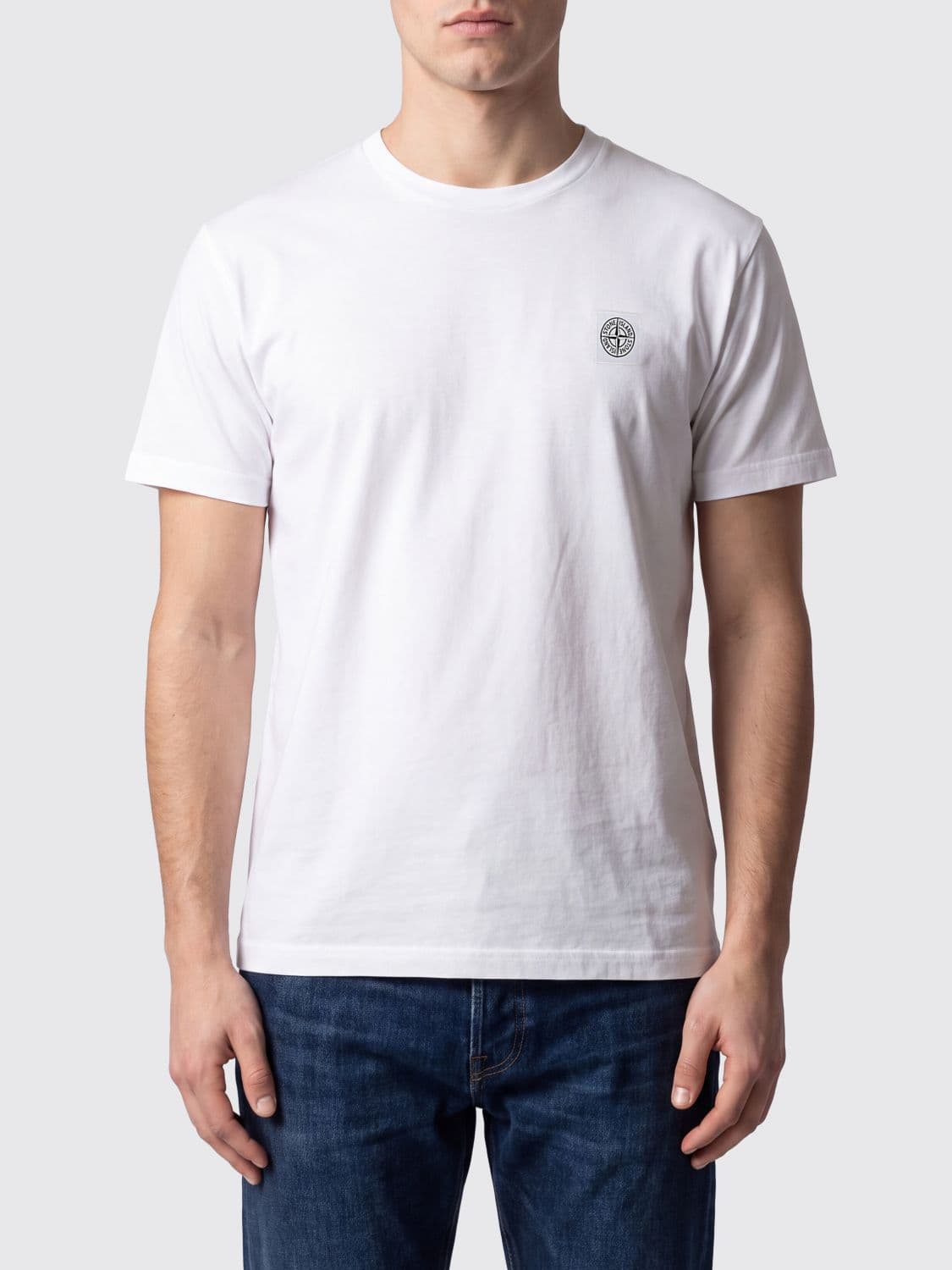 Stone Island Cotton T-Shirt with Sleeve Logo Patch