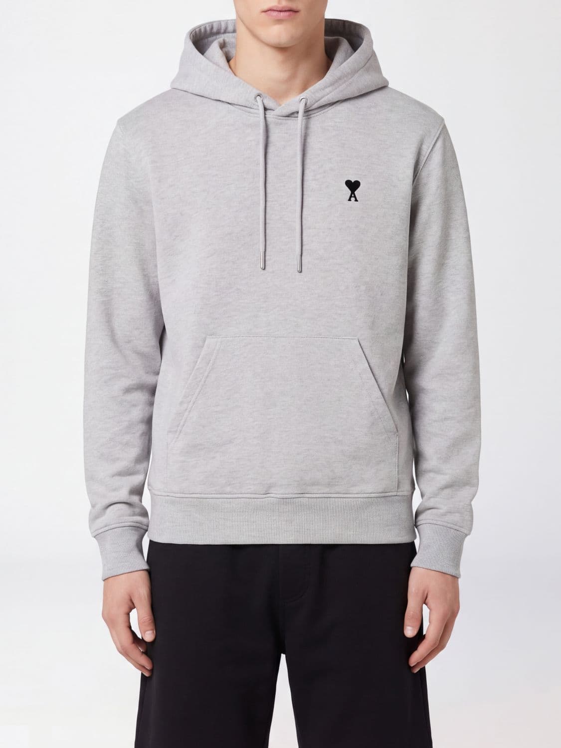 Ami Paris Cotton Hoodie with Contrasting Embroidered Logo
