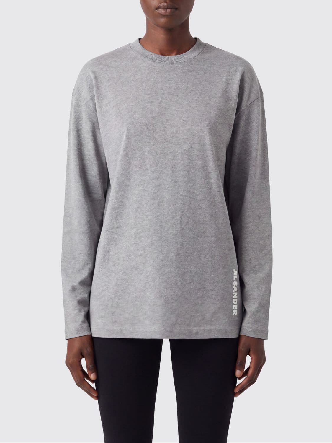 Jil Sander Long-Sleeved Cotton T-Shirt with Contrast Logo