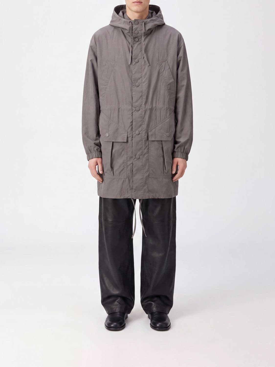 Dries Van Noten Technical Fabric Parka with Drawstring Hood and Hem