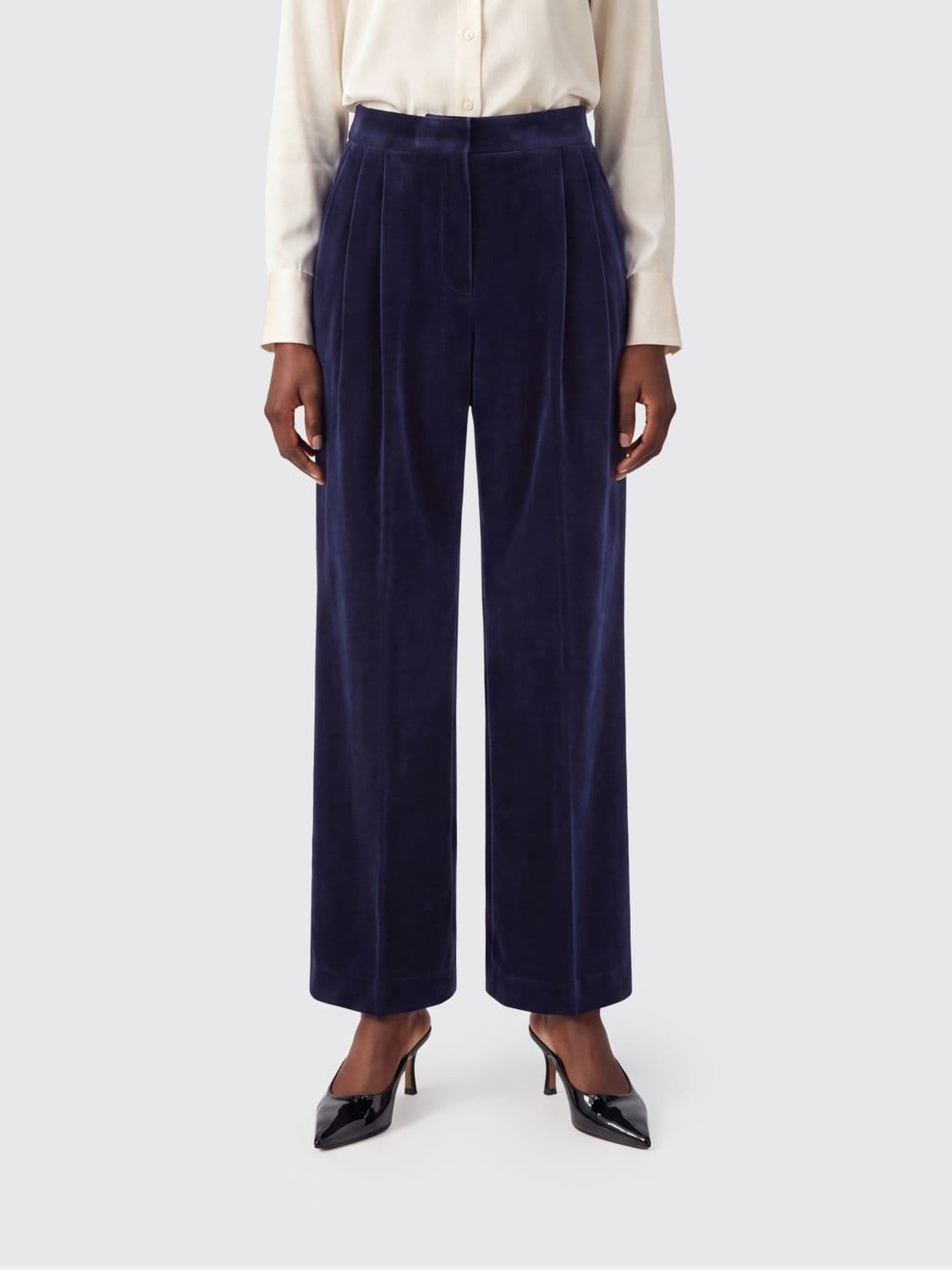 Jil Sander Wide-Leg Pleated Velvet Tailored Trousers