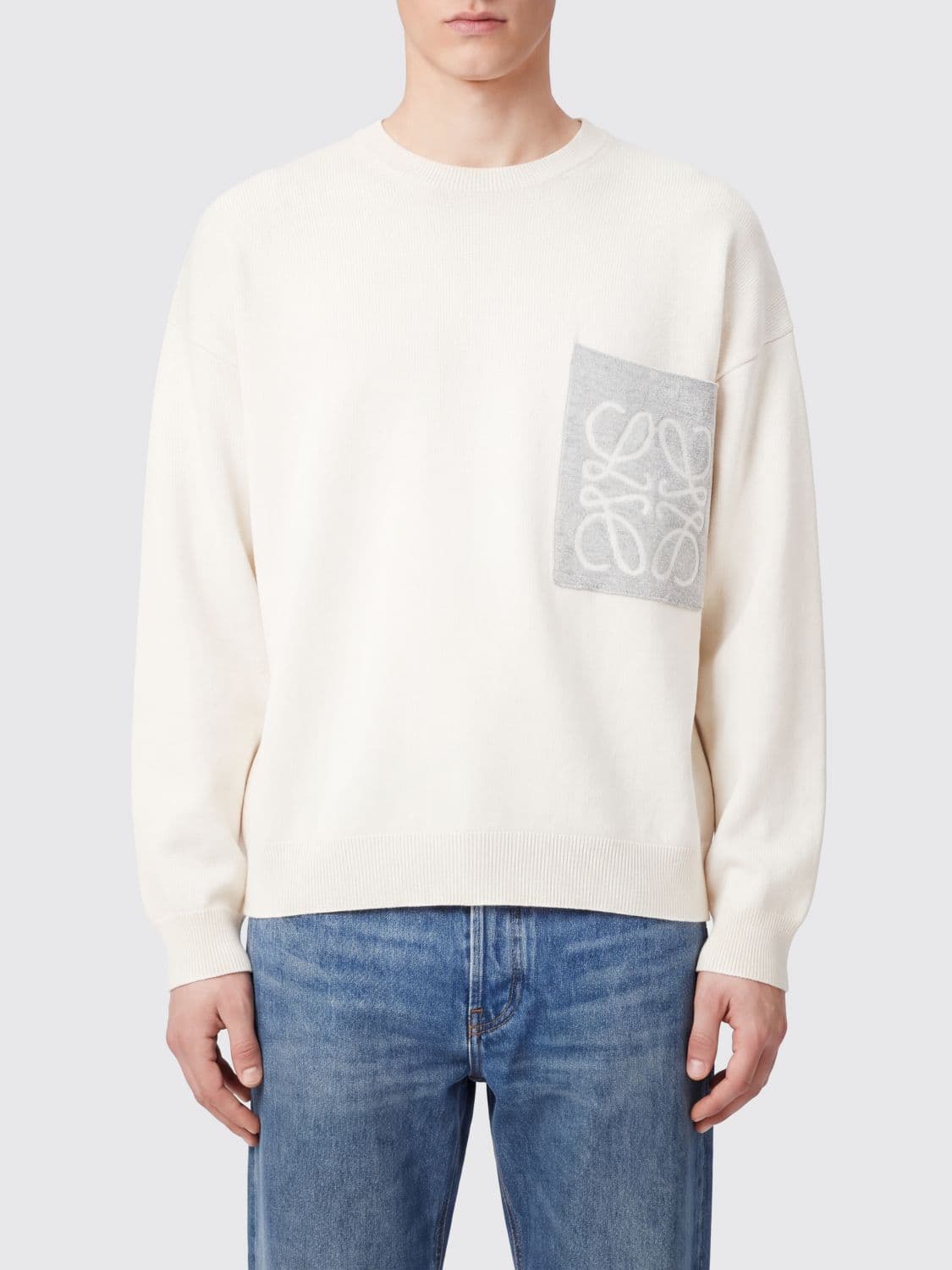 Loewe Crewneck Cotton-Blend Jumper with Jacquard Logo