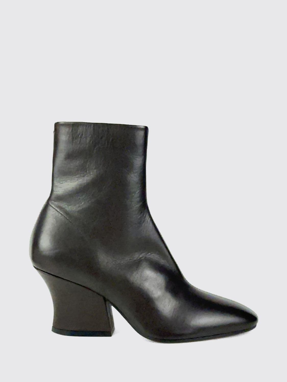 Jil Sander Smooth Leather Ankle Boots with Mid Heel